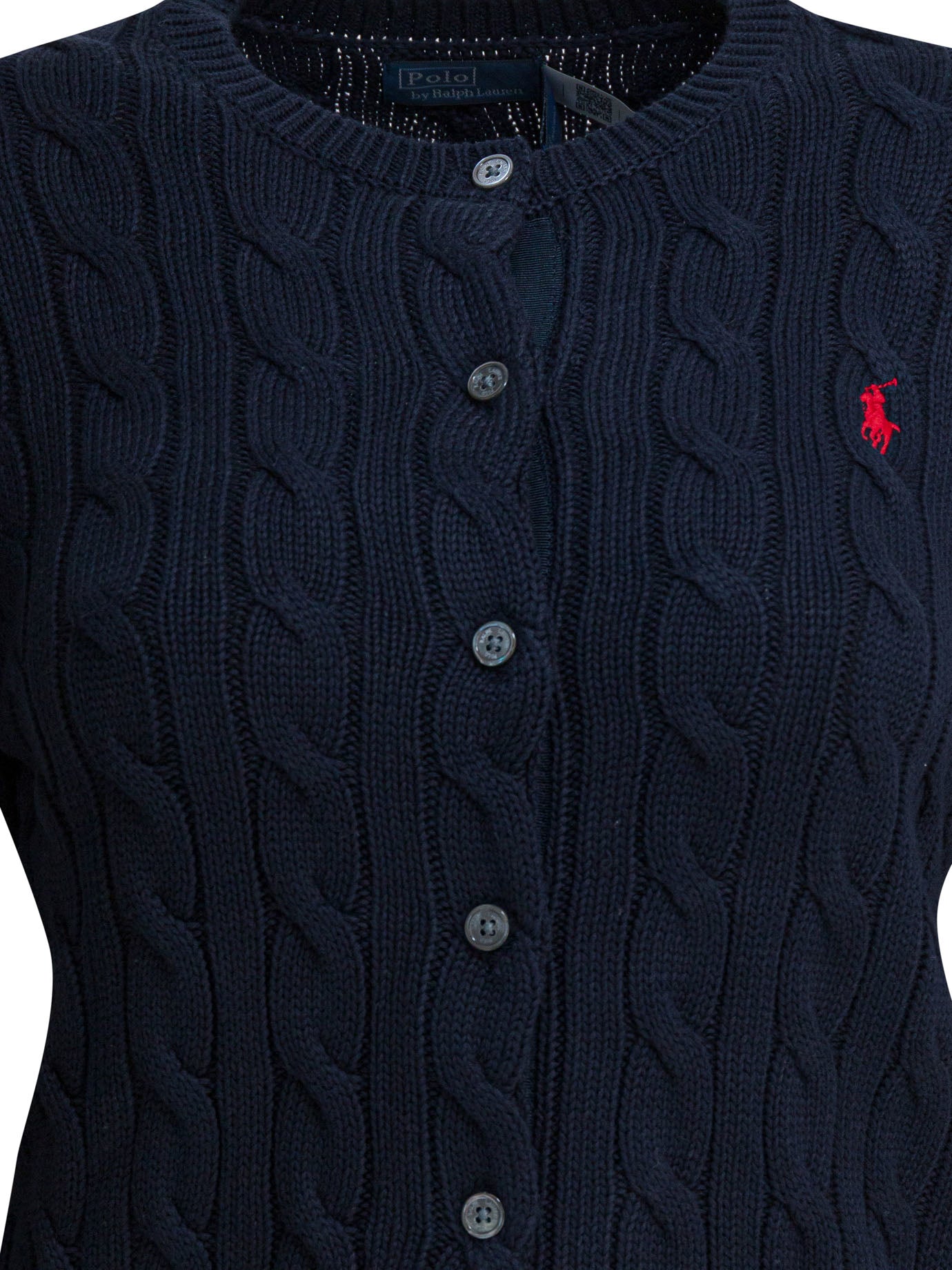Polo Ralph Lauren Braided Crewneck Cardigan With Logo