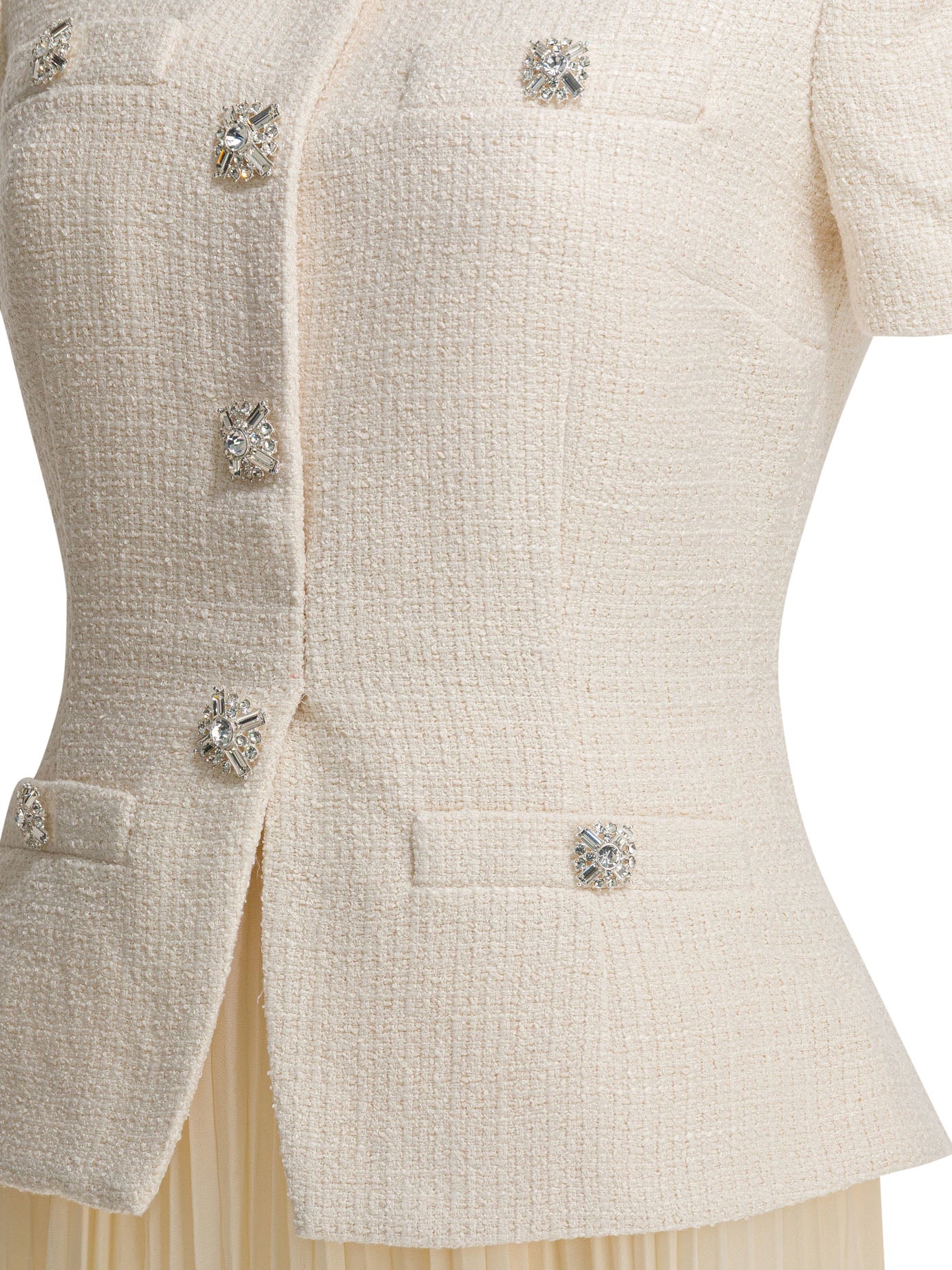 Self-portrait Boucle Midi Dress With Pleated Skirt