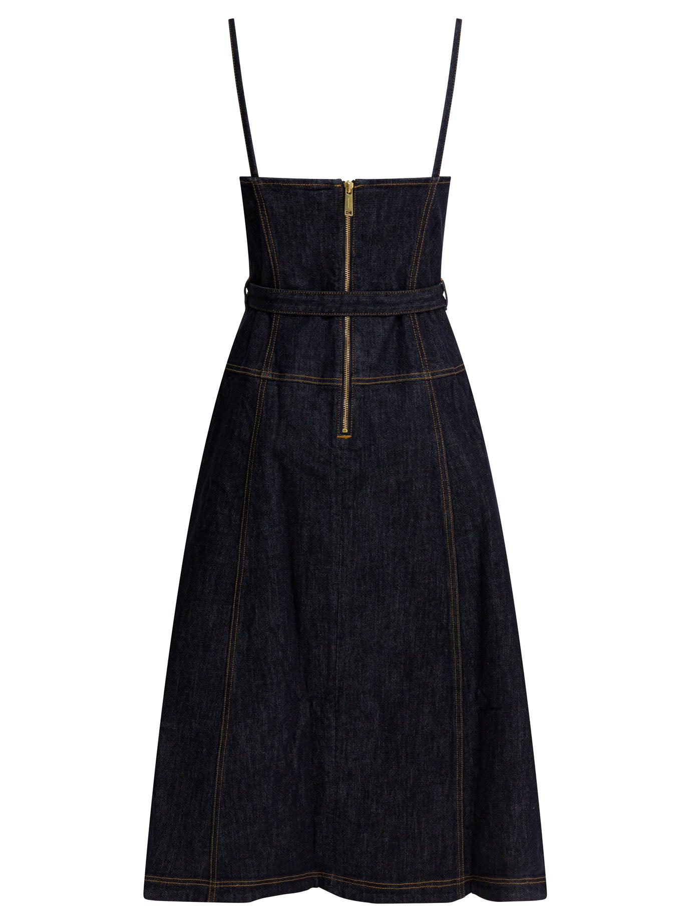 Self-portrait Denim Flared Midi Dress