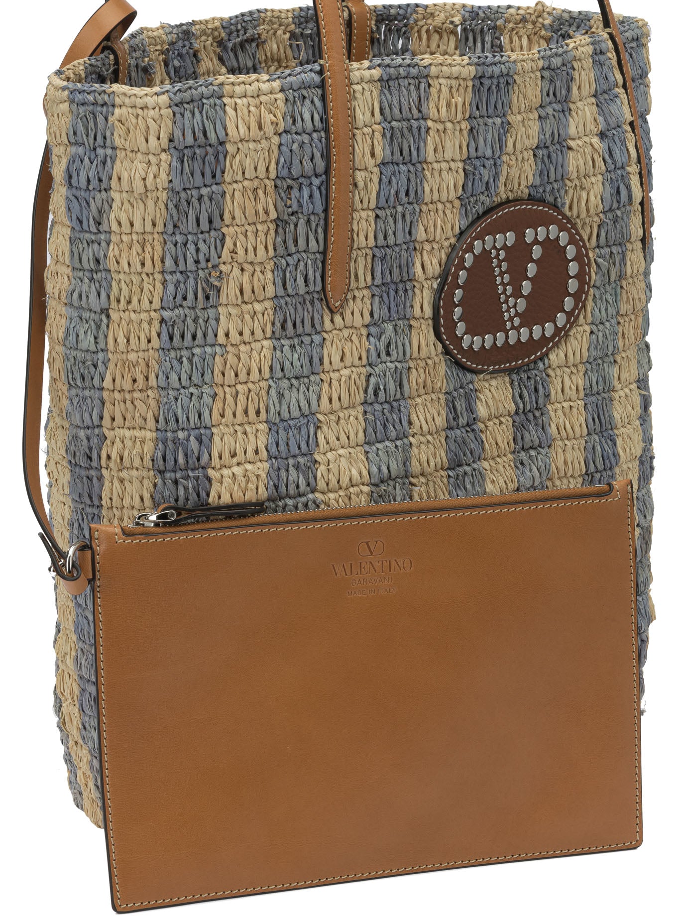 Valentino Garavani Vlogo Raffia Medium Shoulder Bag