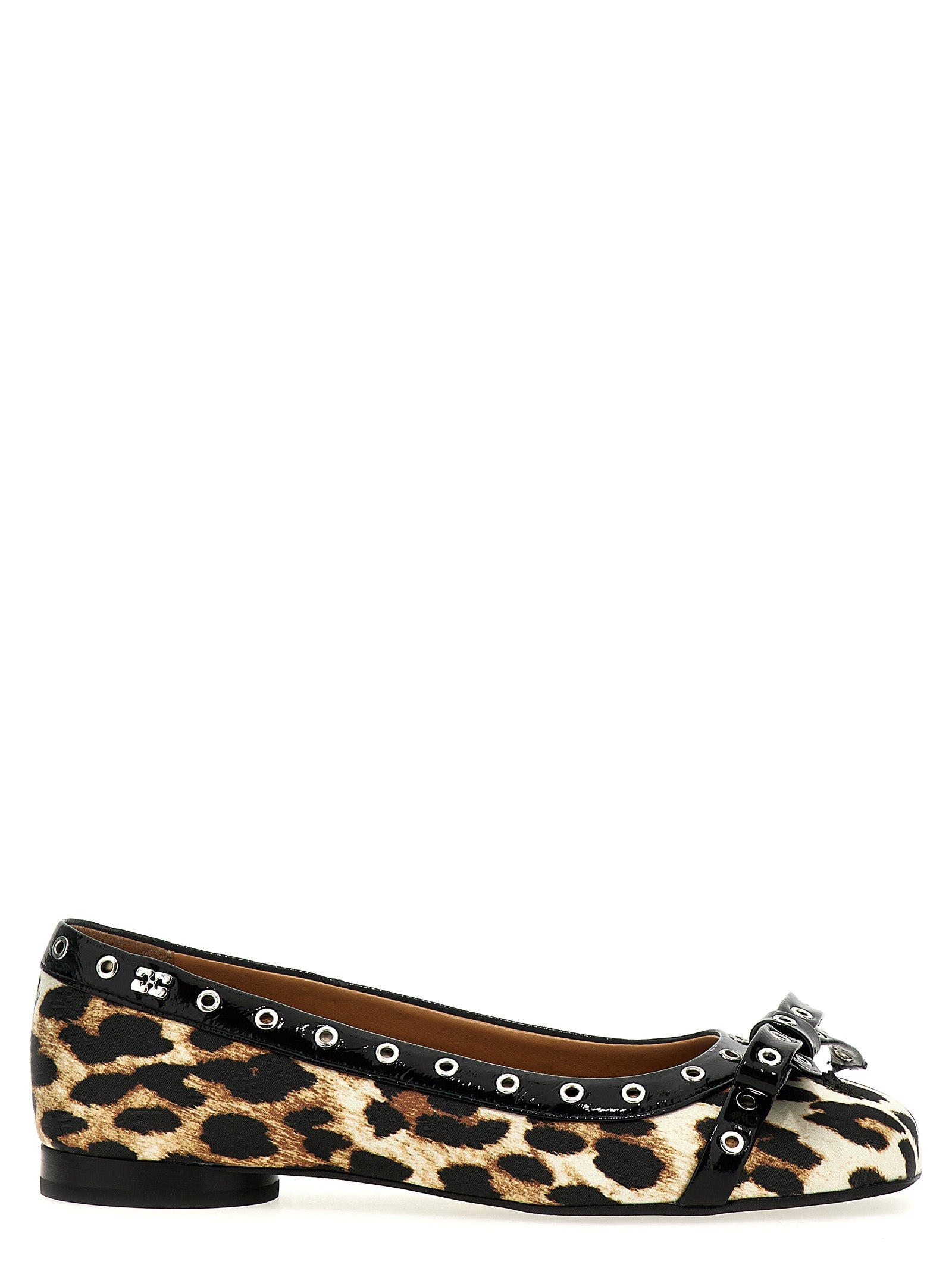 Ganni 'Leopard Eyelets Bow' Ballet Flats