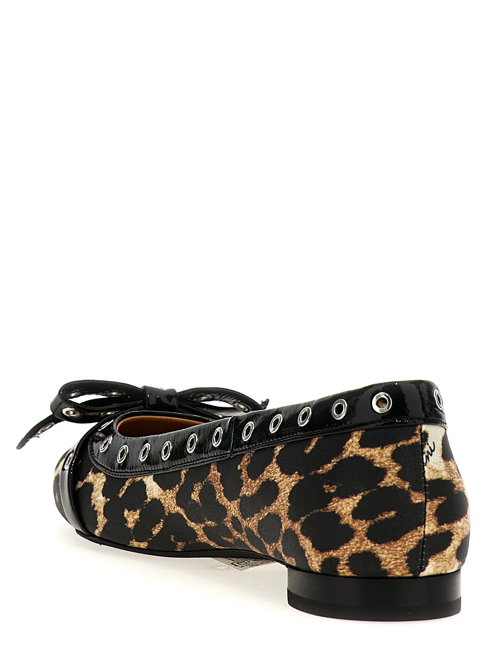 Ganni 'Leopard Eyelets Bow' Ballet Flats