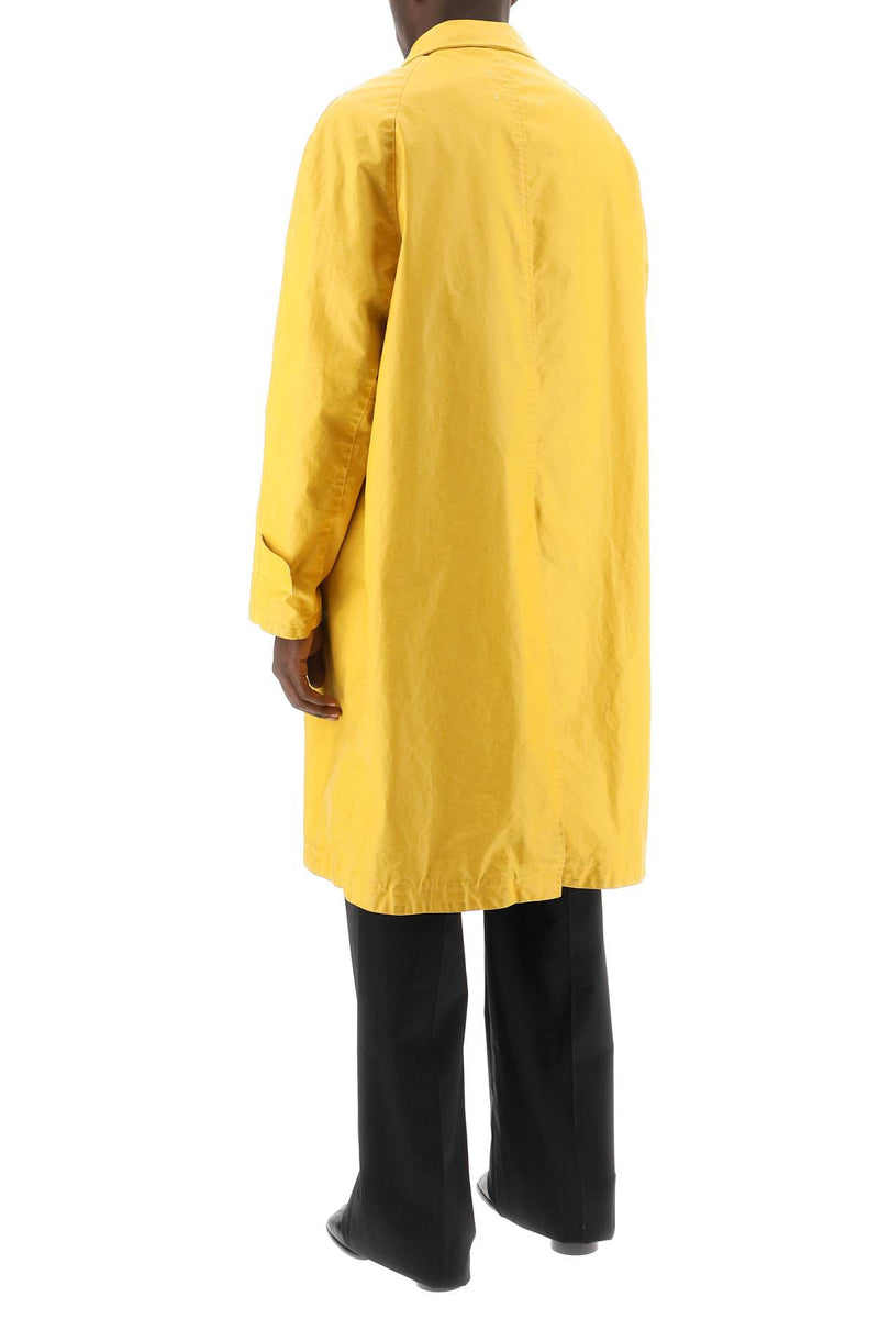 Maison Margiela Trench Coat In Worn-Out Effect Coated Cotton Yellow