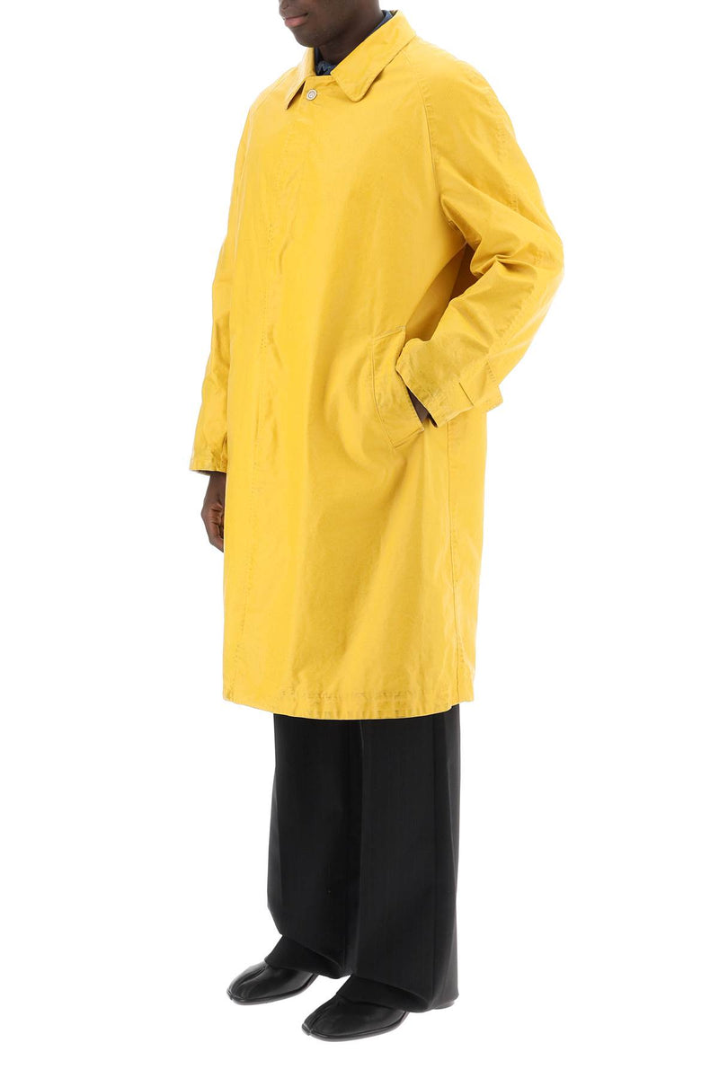 Maison Margiela Trench Coat In Worn-Out Effect Coated Cotton Yellow