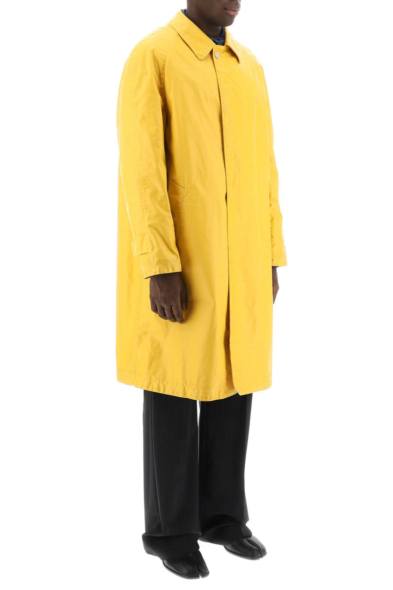 Maison Margiela Trench Coat In Worn-Out Effect Coated Cotton Yellow