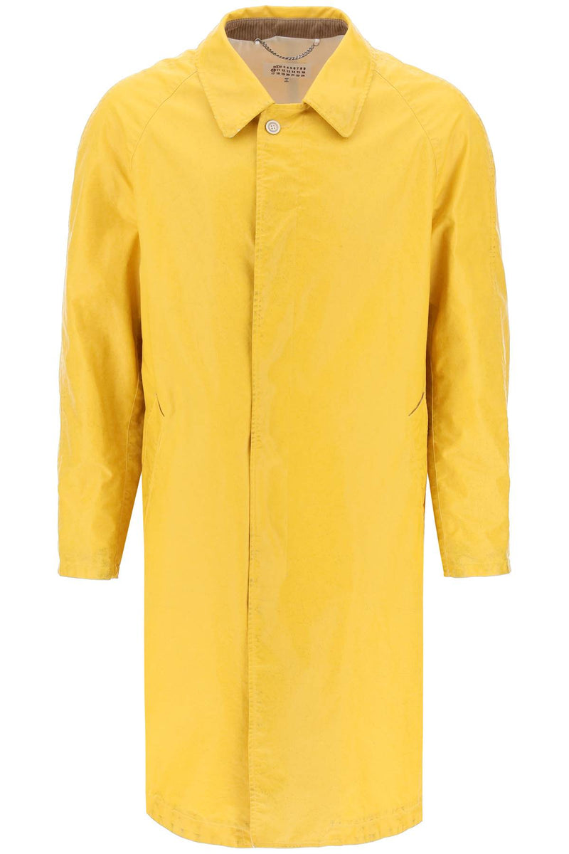 Maison Margiela Trench Coat In Worn-Out Effect Coated Cotton Yellow