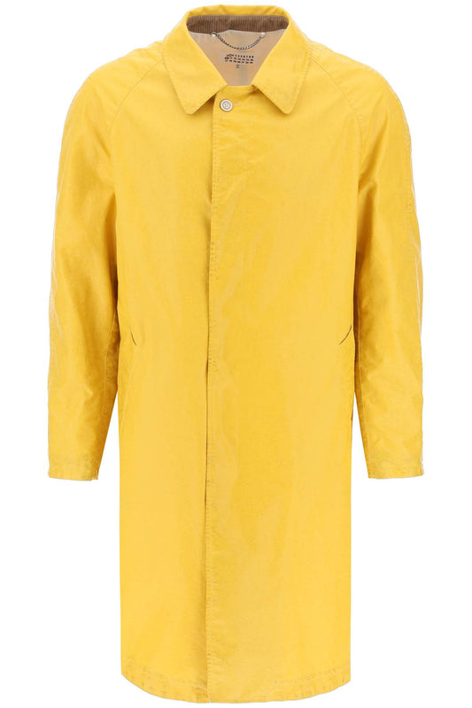 Maison Margiela Trench Coat In Worn-Out Effect Coated Cotton Yellow