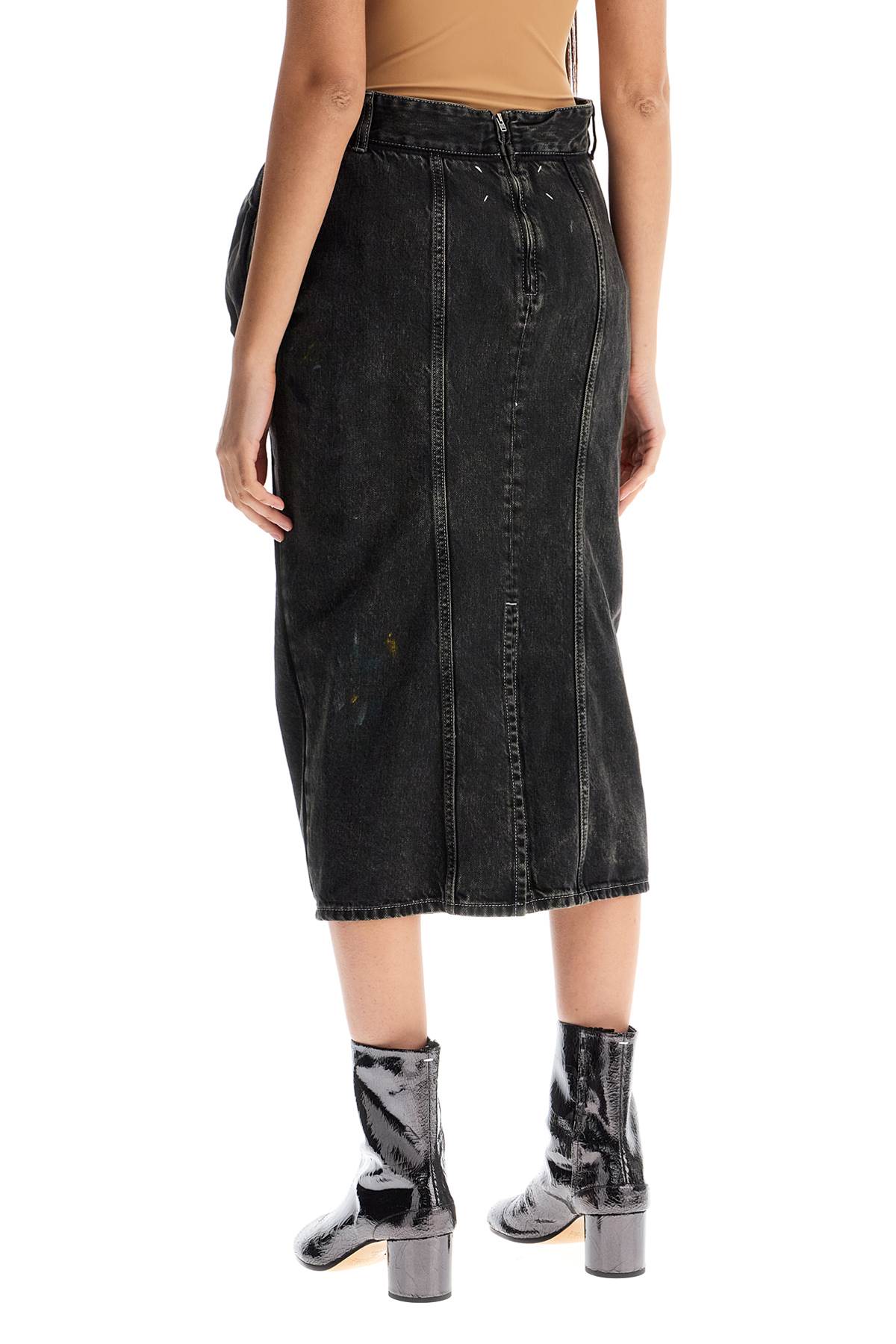 Maison Margiela Black Cotton Vintage Effect High-Waisted Skirt