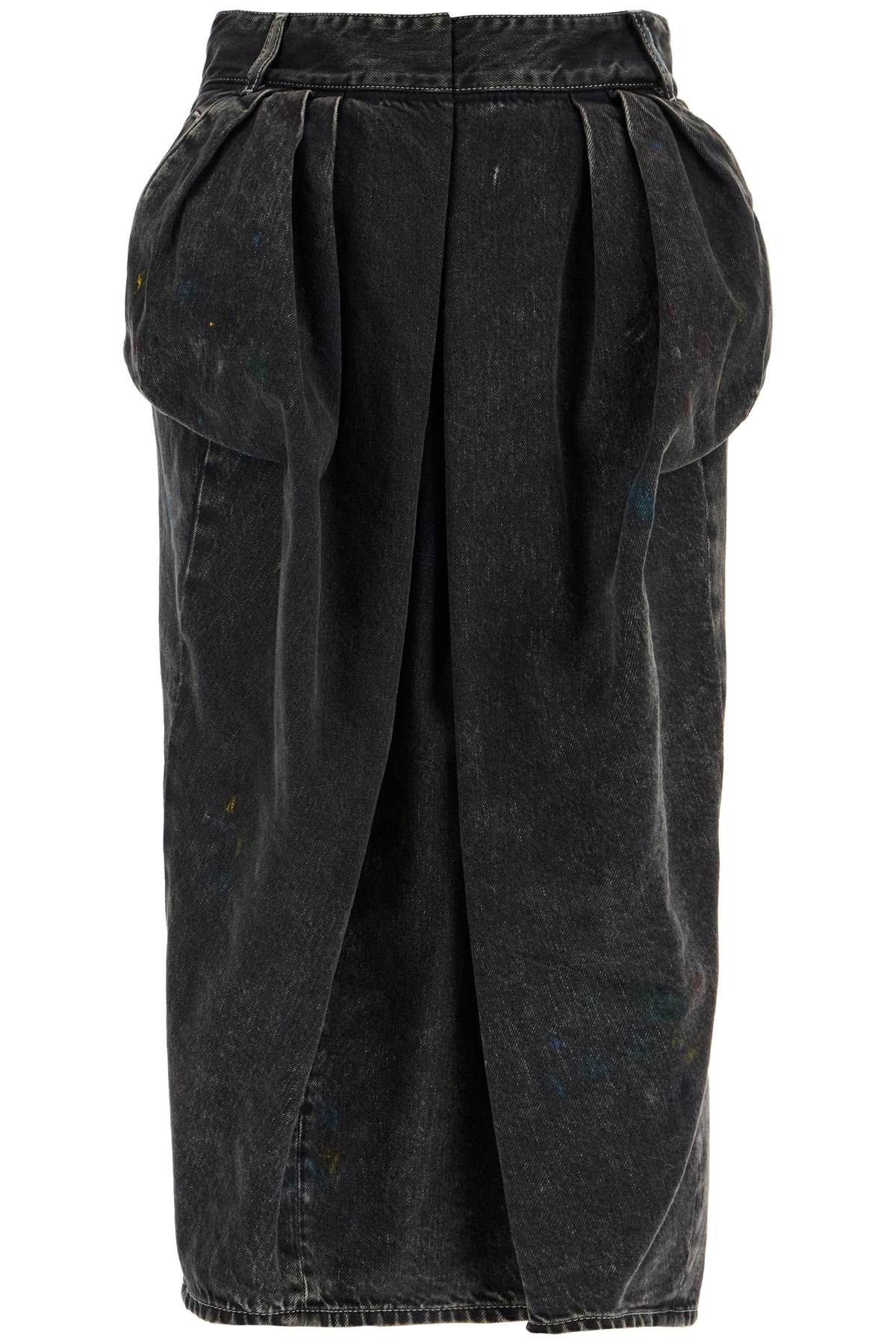 Maison Margiela Black Cotton Vintage Effect High-Waisted Skirt