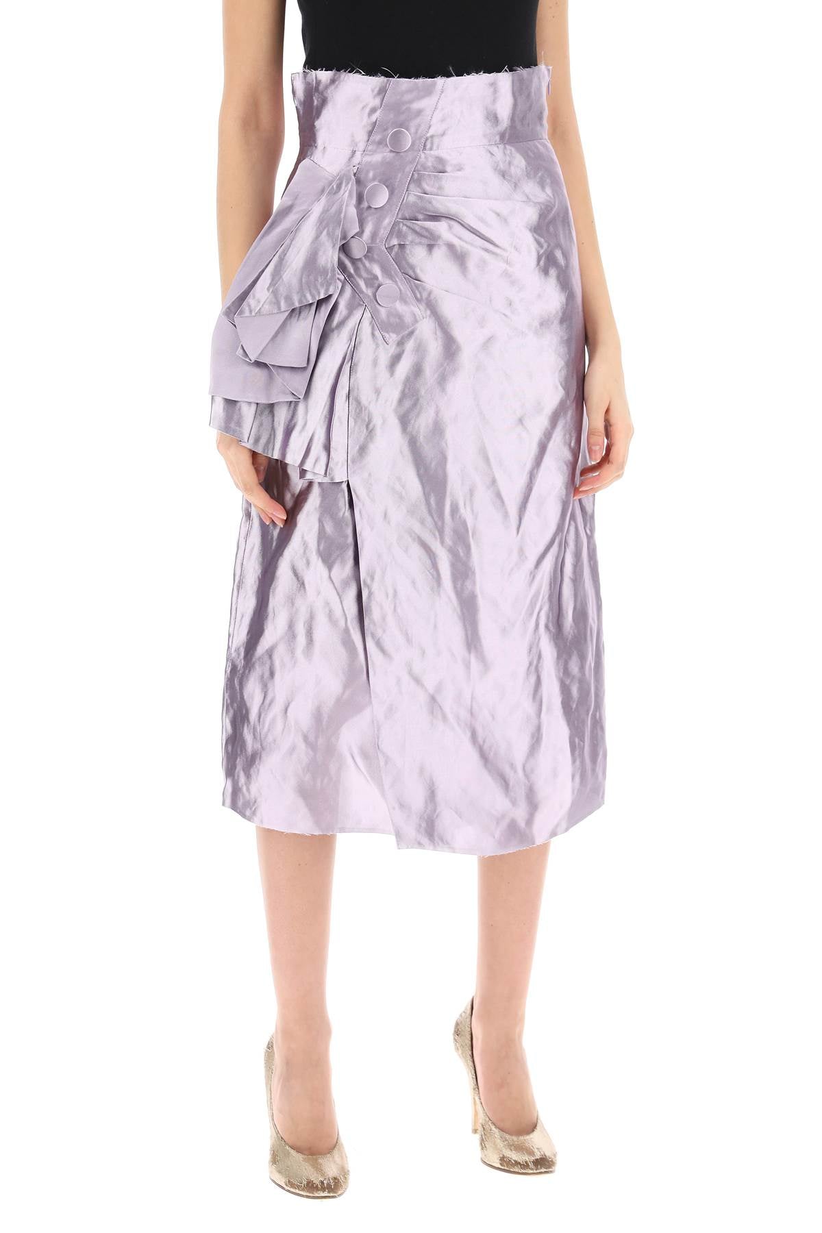 Maison Margiela 'Metallic Satin Midi Wrap Skirt With