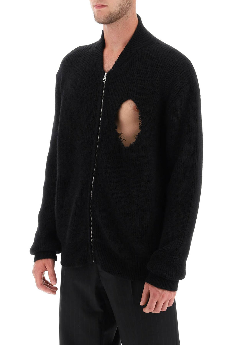 Maison Margiela Destroyed Cardigan Black