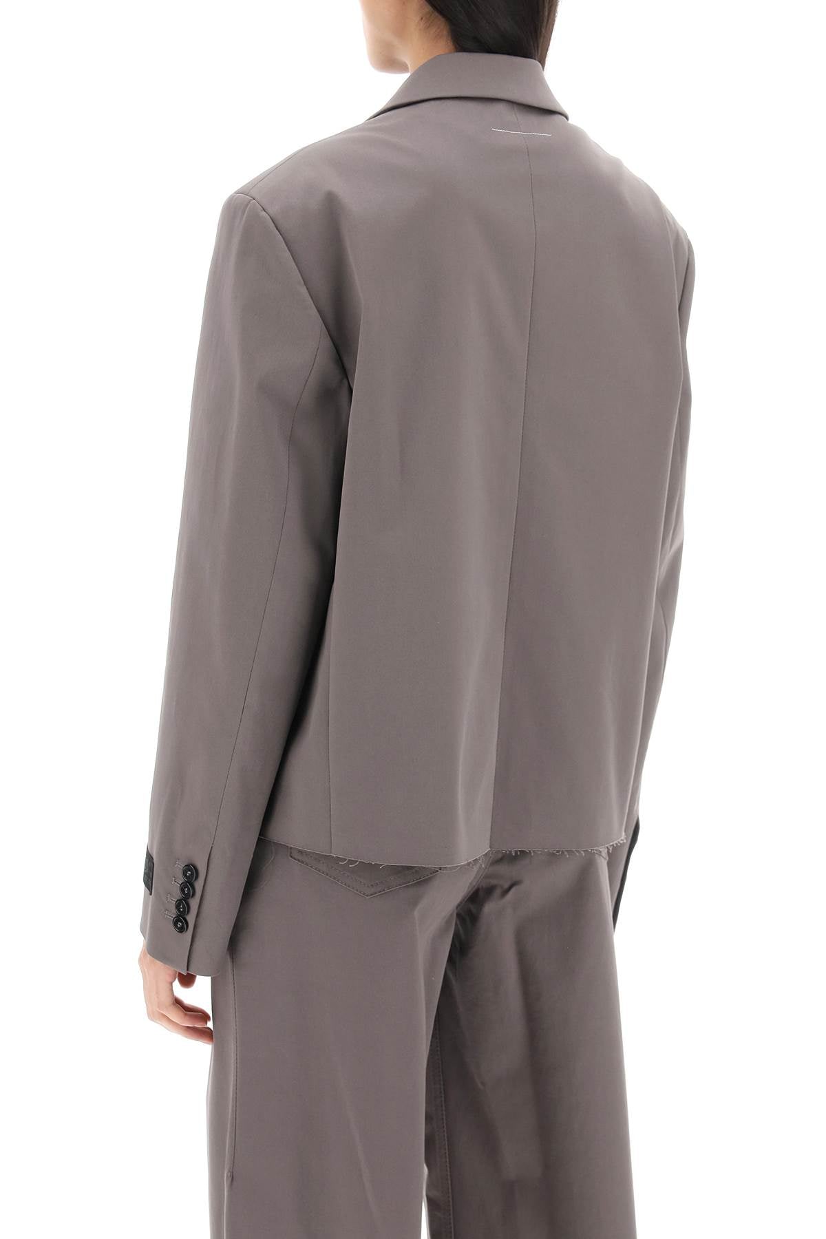 Mm6 Maison Margiela Cropped Blazer With Cut-Off Hem