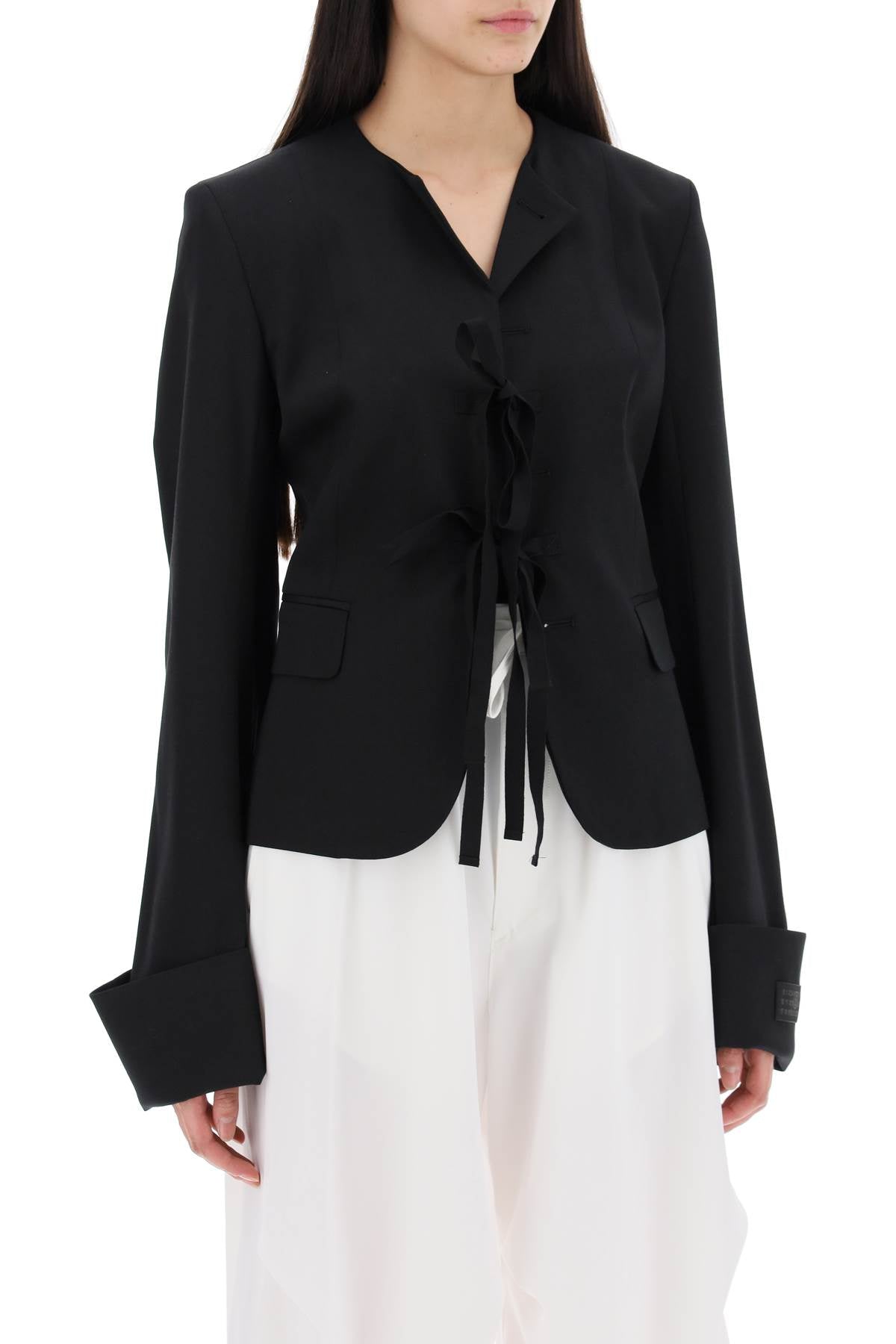 Mm6 Maison Margiela Single-Breasted Blazer With Round Neck