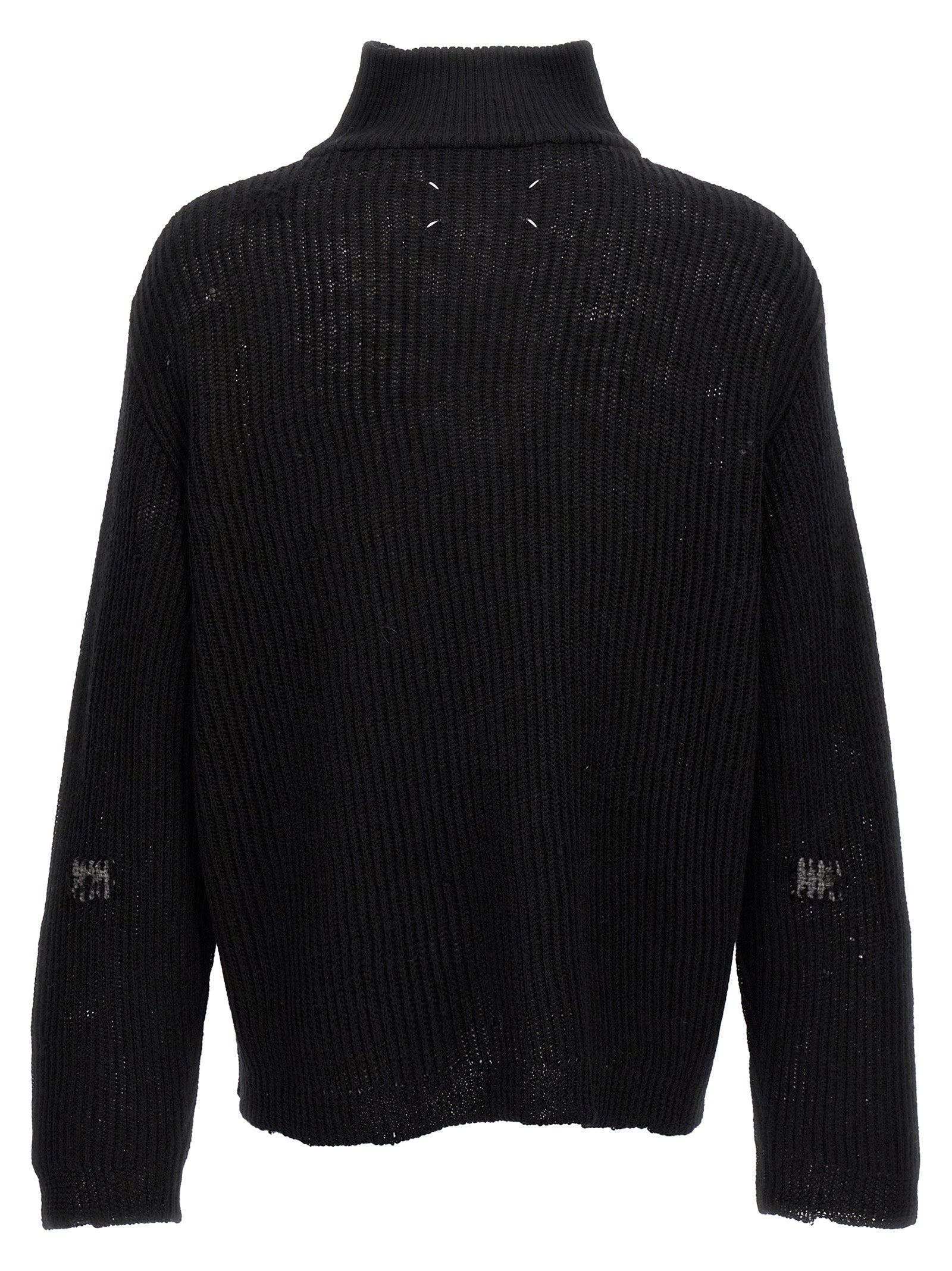 Maison Margiela Distressed Half Zip Sweater