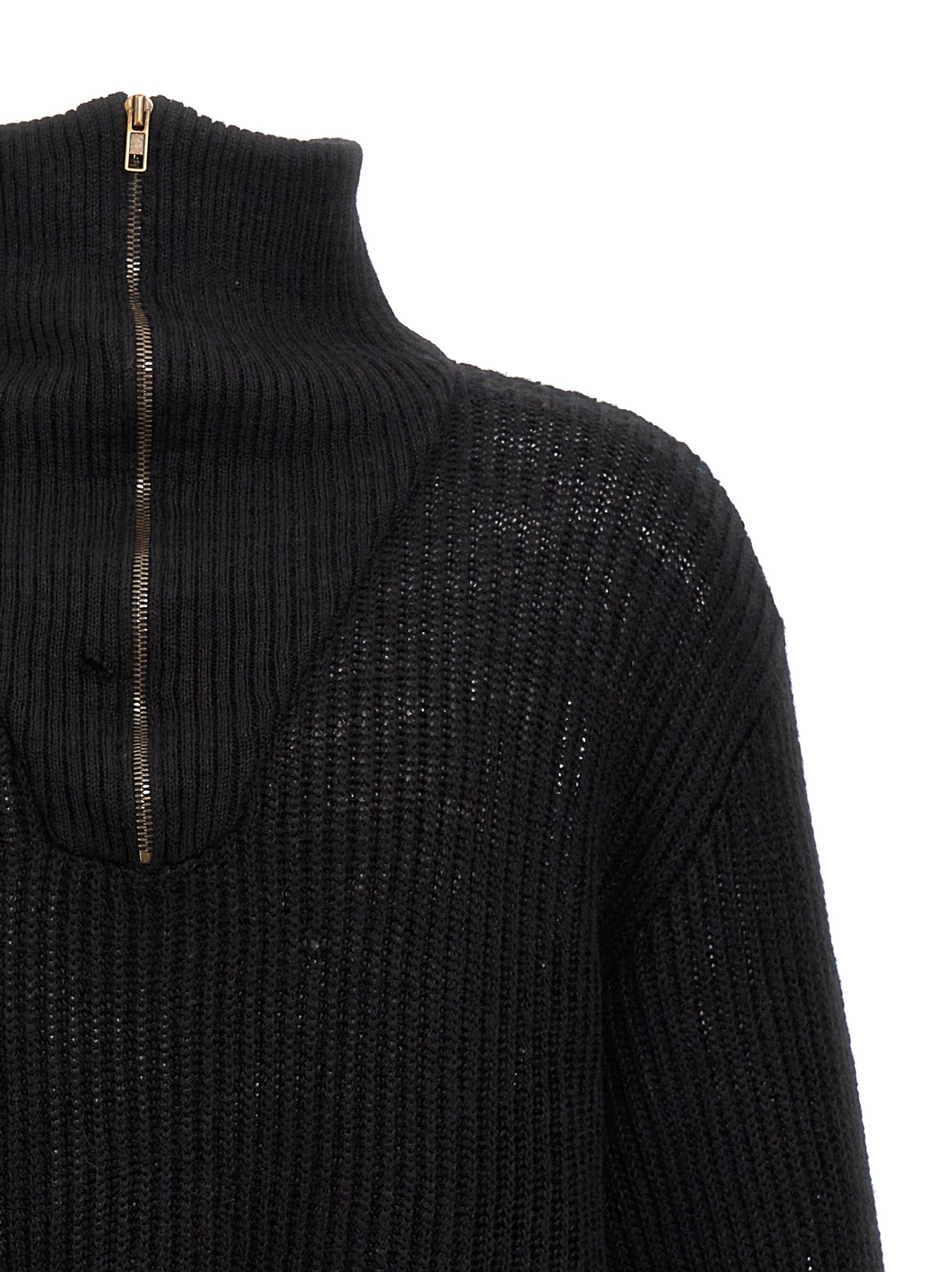 Maison Margiela Distressed Half Zip Sweater