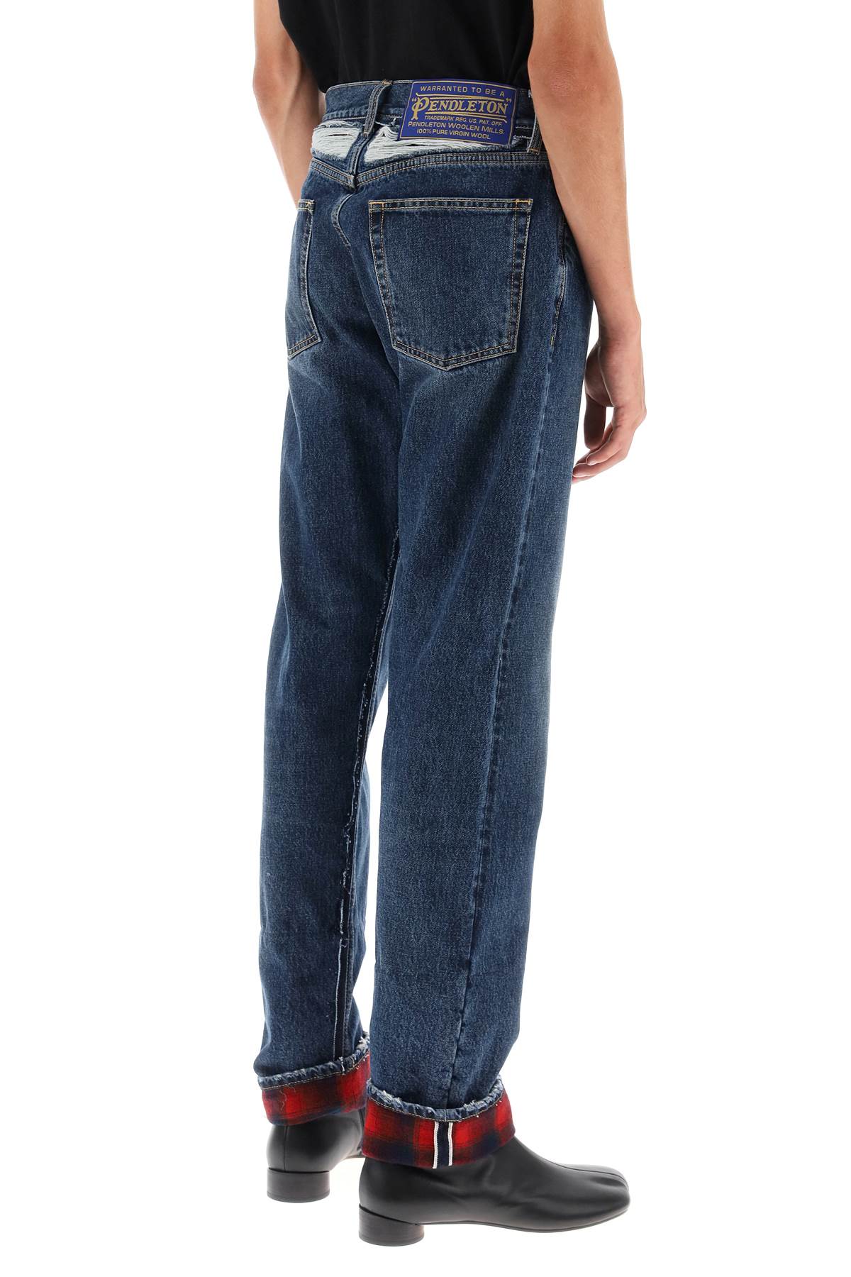 Maison Margiela Pendleton Jeans With Inserts Blue