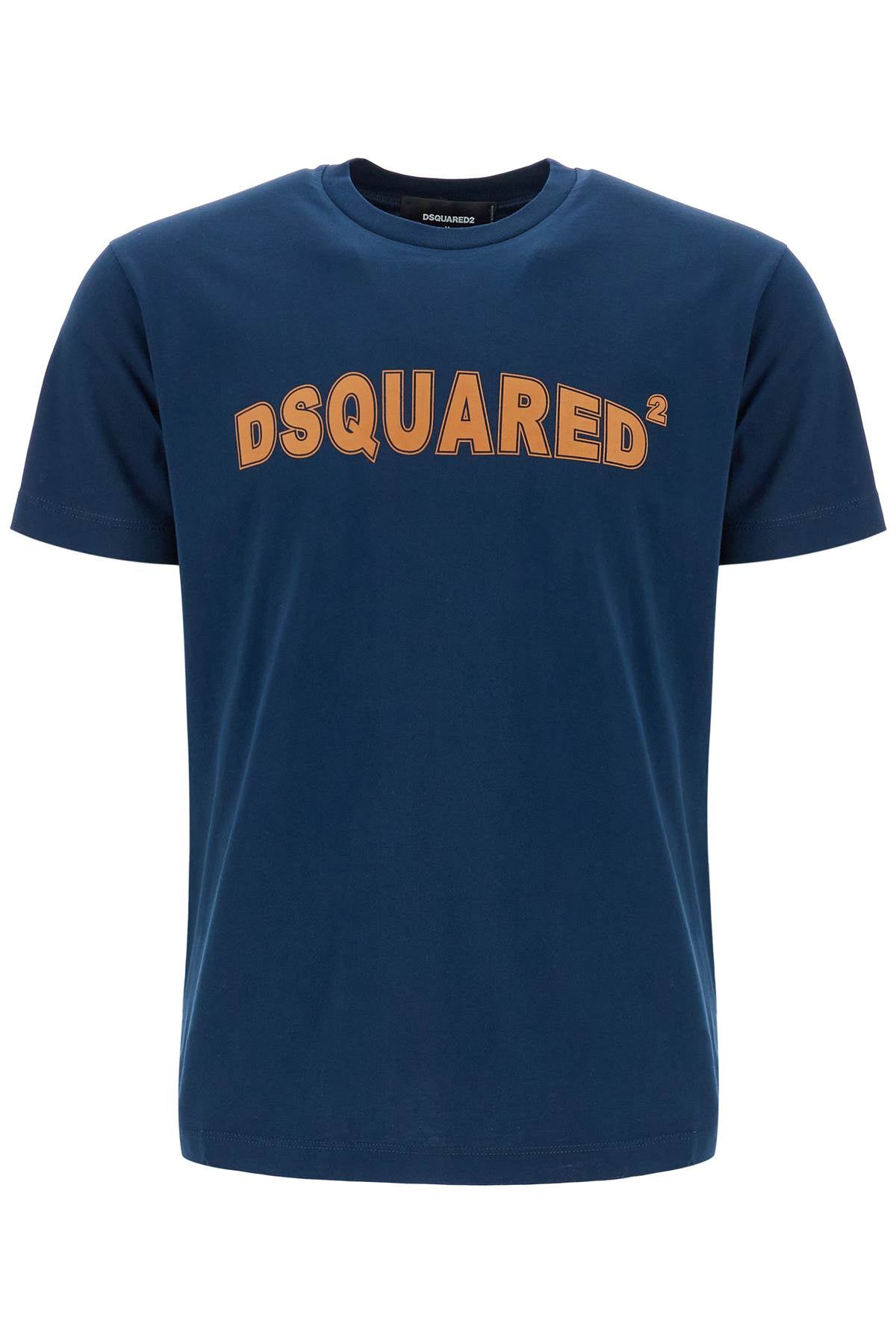 Dsquared2 T-Shirt In Cotone Blu Navy Con Scollo Ampio