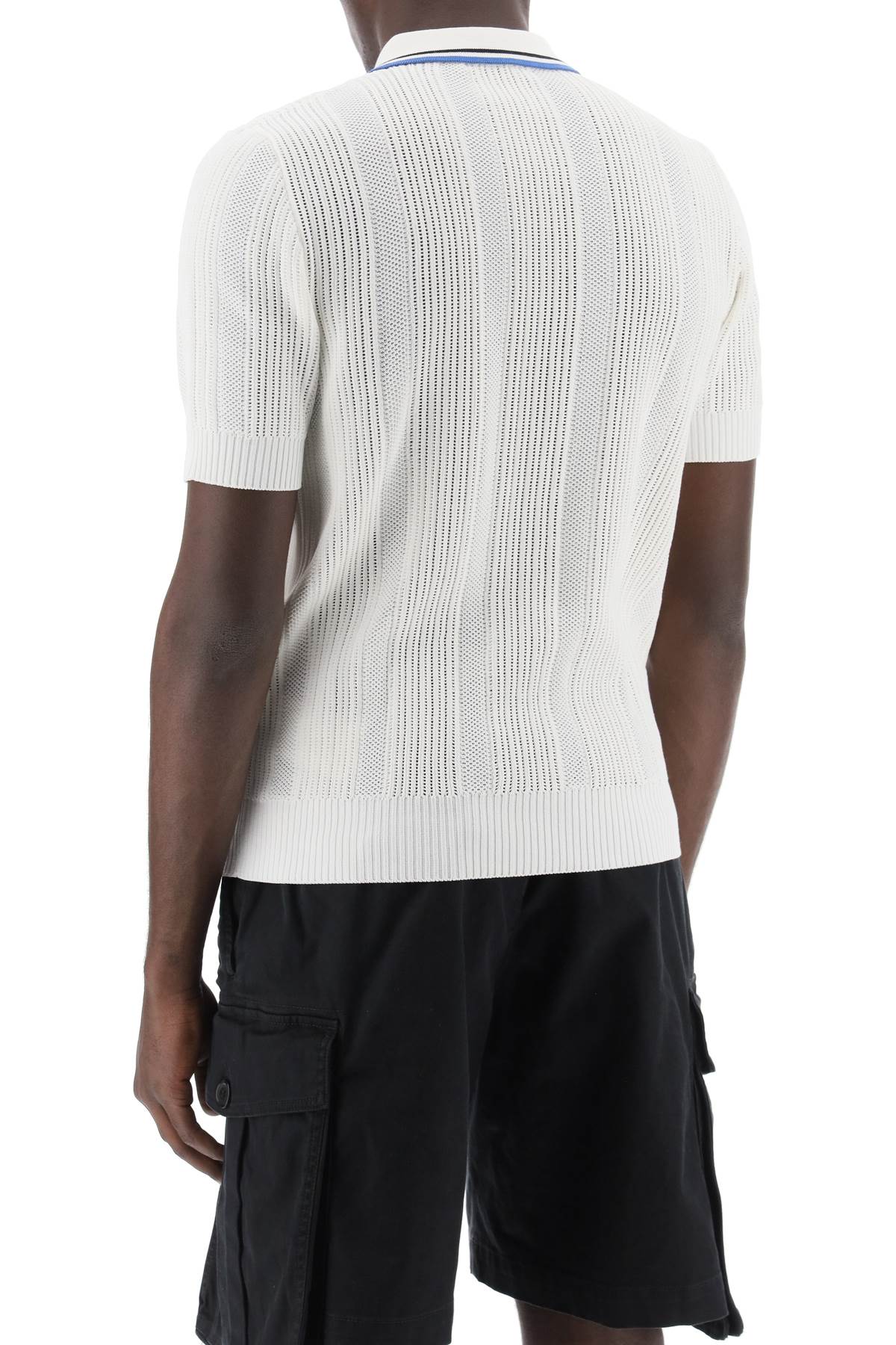 Dsquared2 Perforated Knit Polo Shirt White