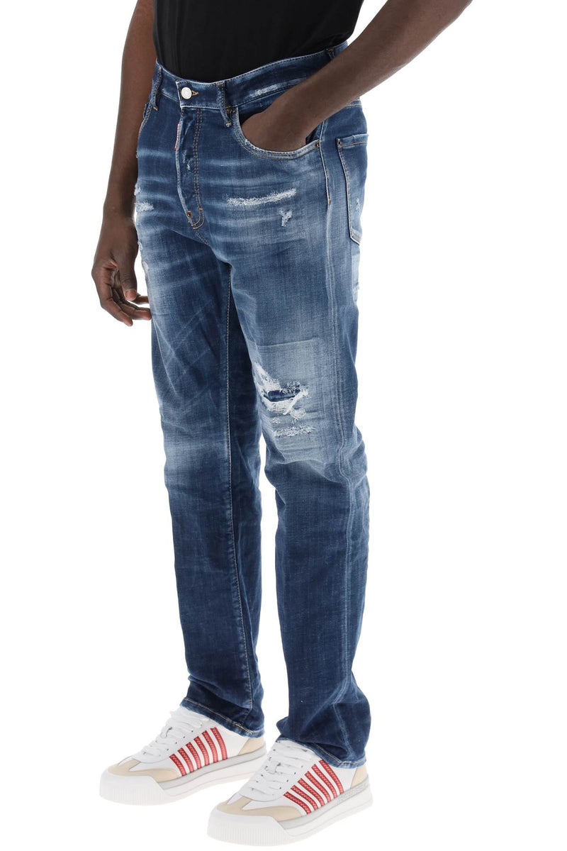 Dsquared2 Destroyed Denim Jeans In 642 Style Blue