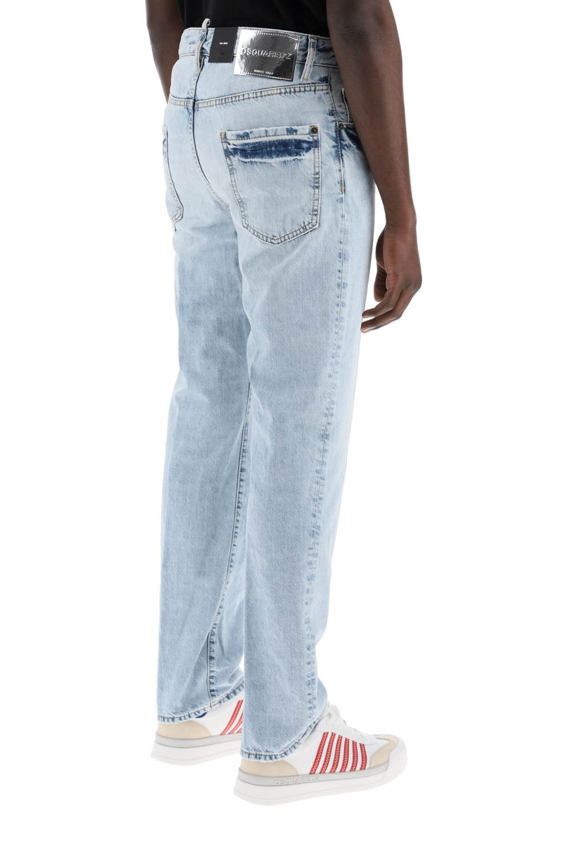 Dsquared2 Light Wash Palm Beach Jeans With 642 Blue