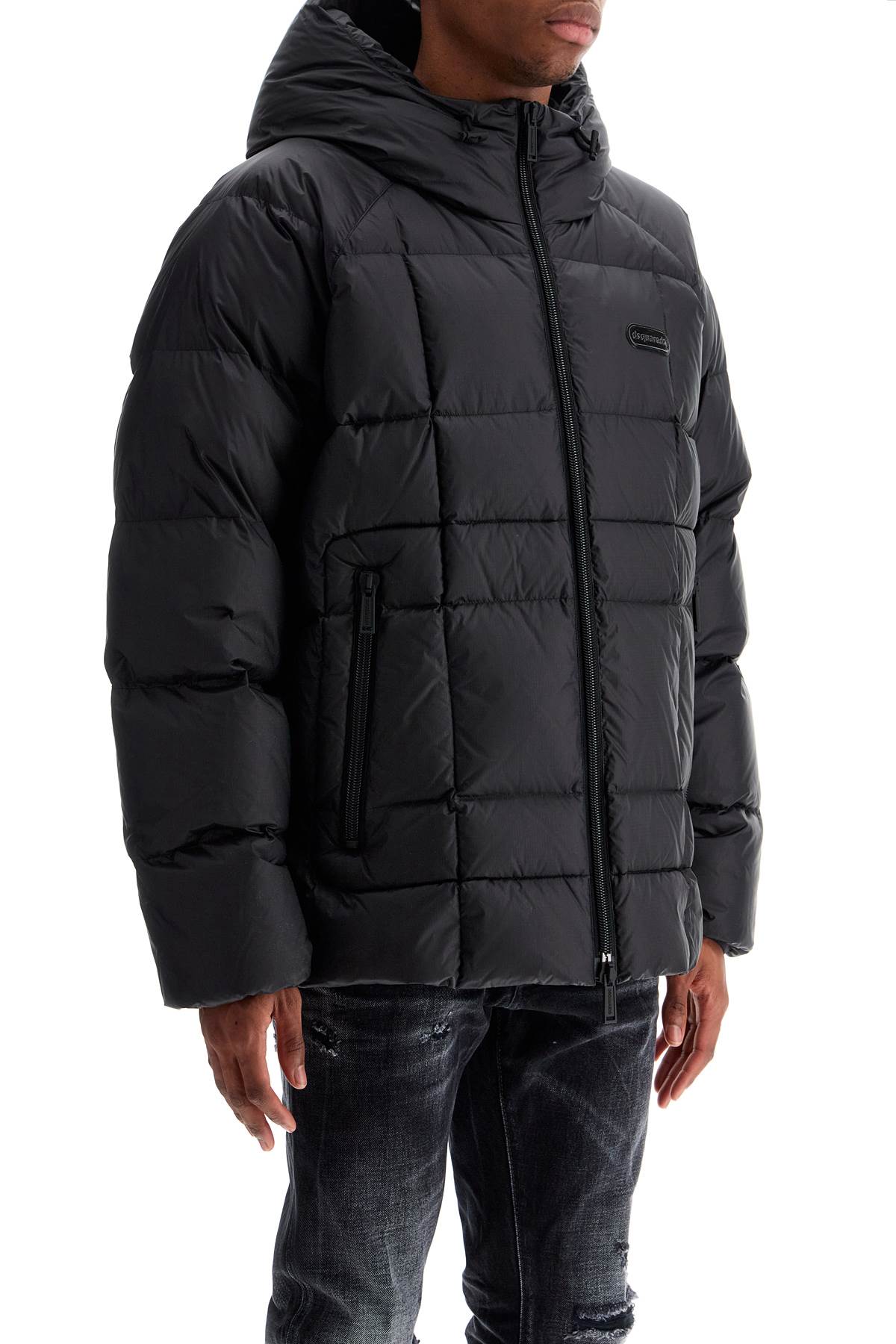 Dsquared2 Black 3D Padded Nylon Jacket With Hood