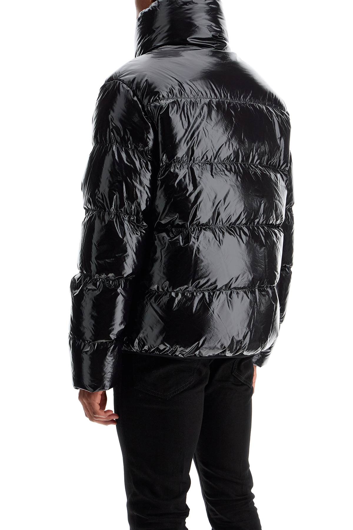 Dsquared2 Lightweight Black Padded Nylon Jacket With High Collar