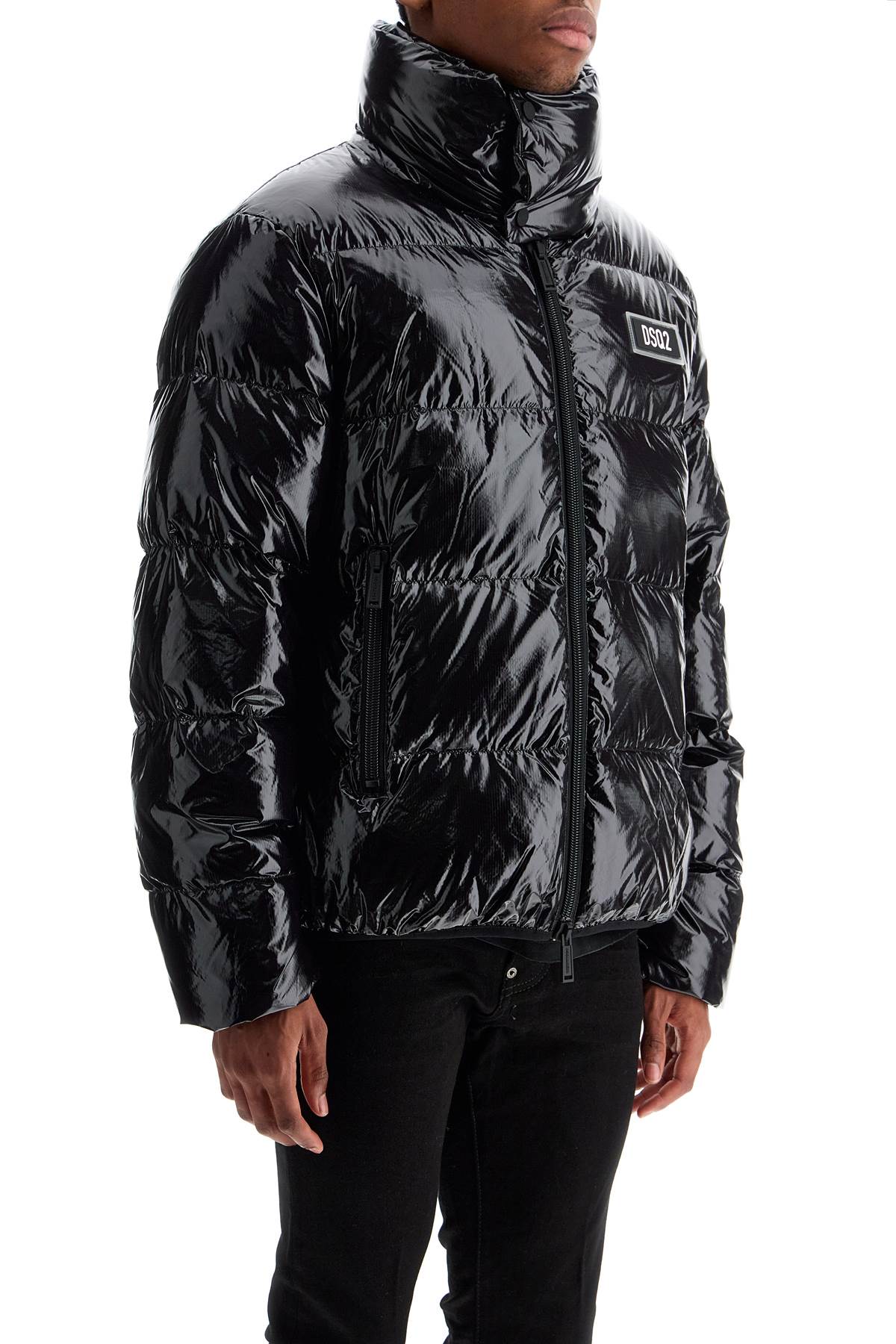 Dsquared2 Lightweight Black Padded Nylon Jacket With High Collar