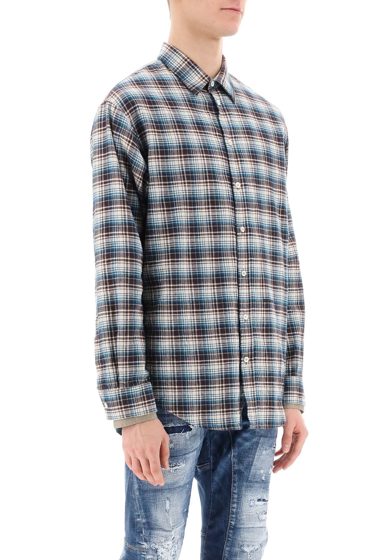 Dsquared2 Check Shirt With Layered Sleeves