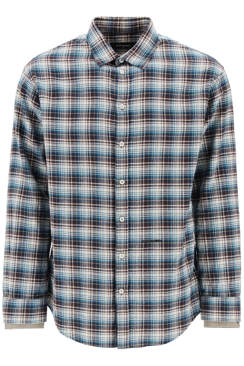 Dsquared2 Check Shirt With Layered Sleeves Blue