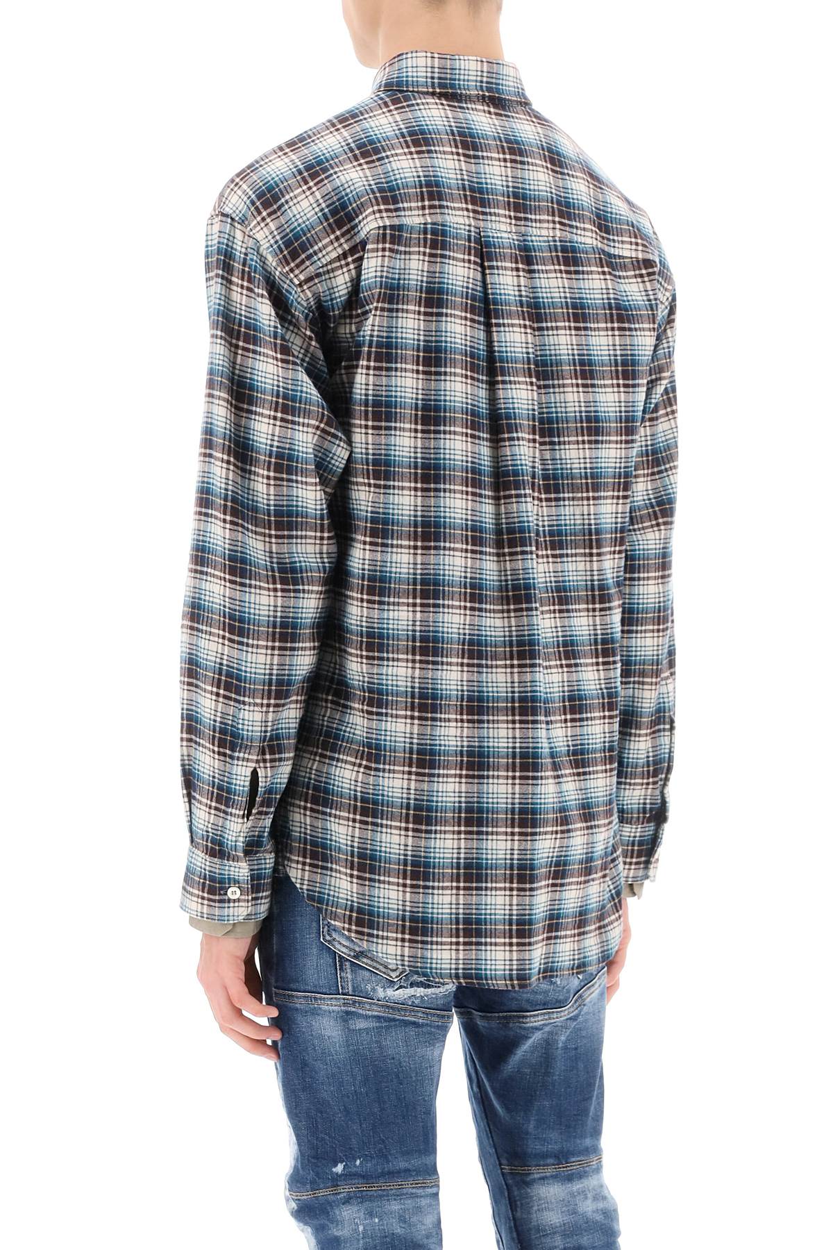 Dsquared2 Check Shirt With Layered Sleeves Blue