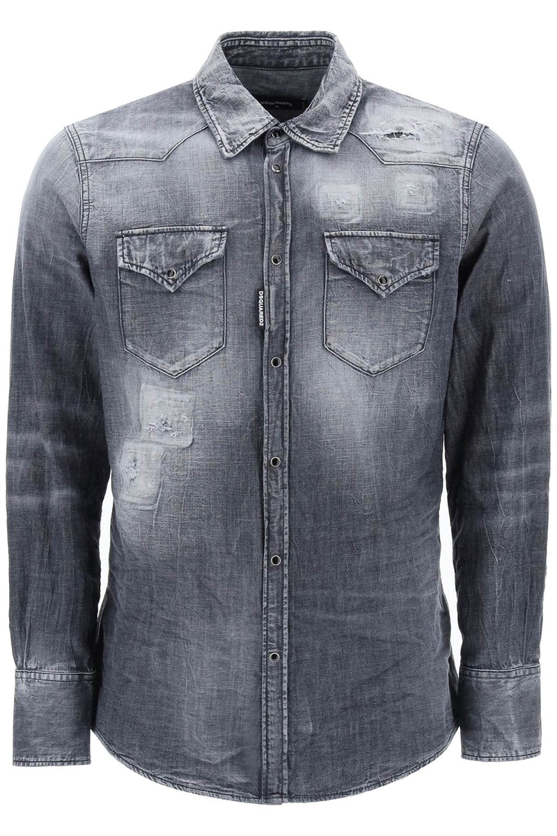 Dsquared2 Denim Western Shirt Grey