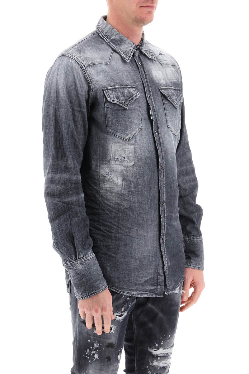 Dsquared2 Denim Western Shirt Grey