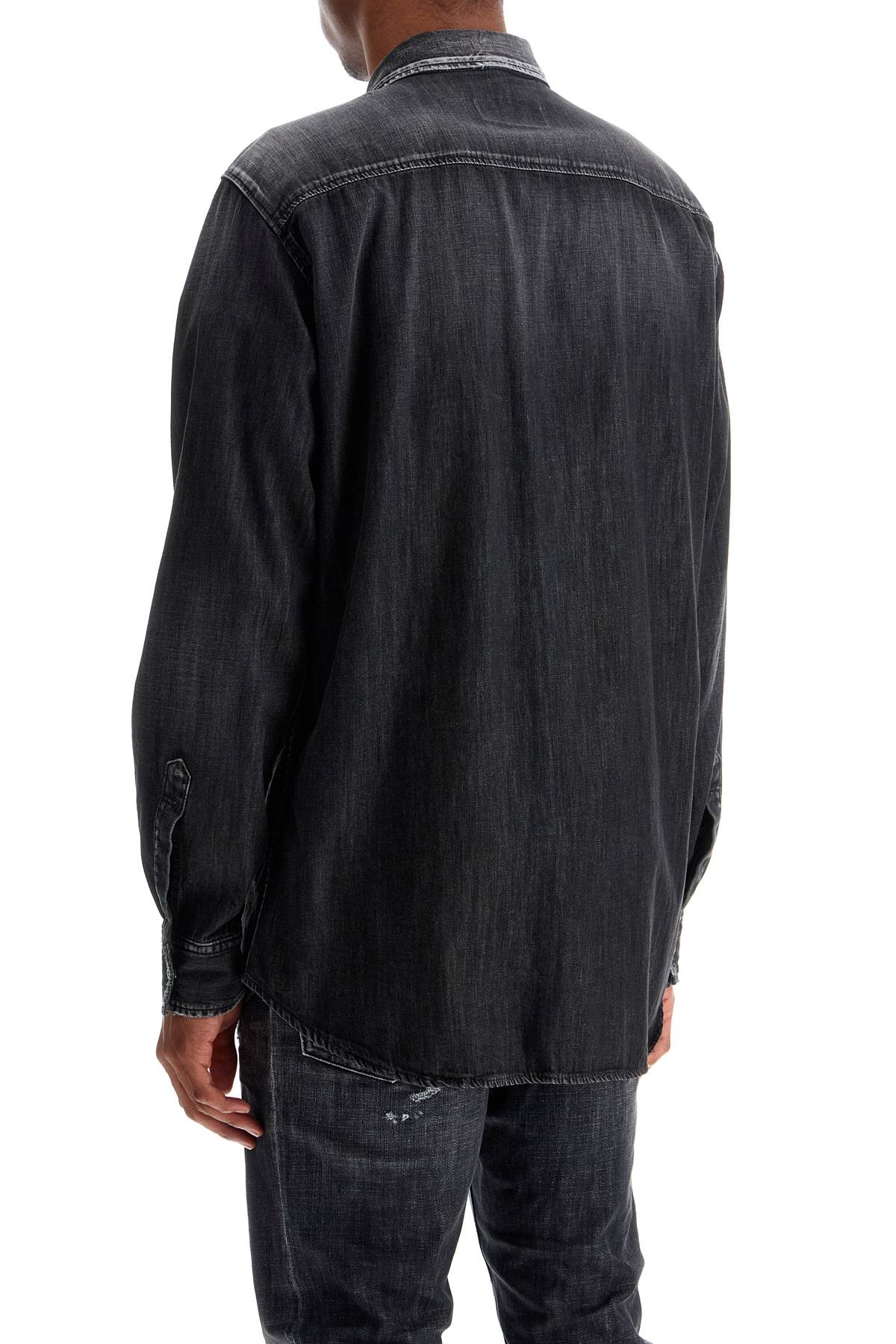 Dsquared2 Black Cotton Shirt With Contrast Stitching