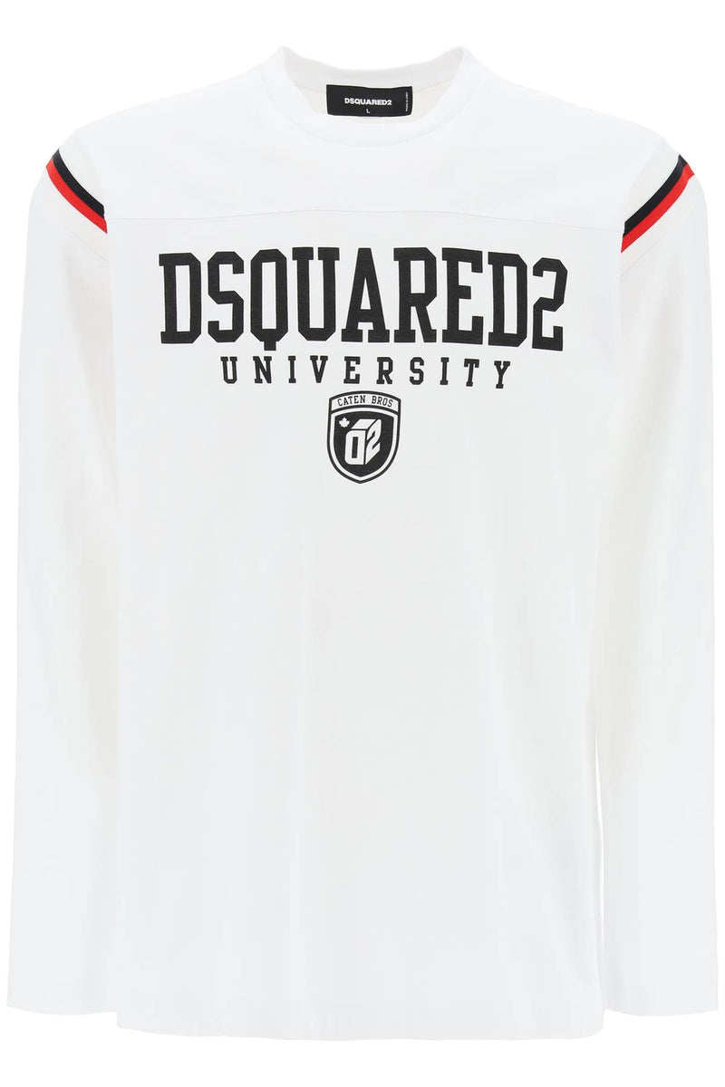 Dsquared2 Long-Sleeved Varsity T-Shirt White