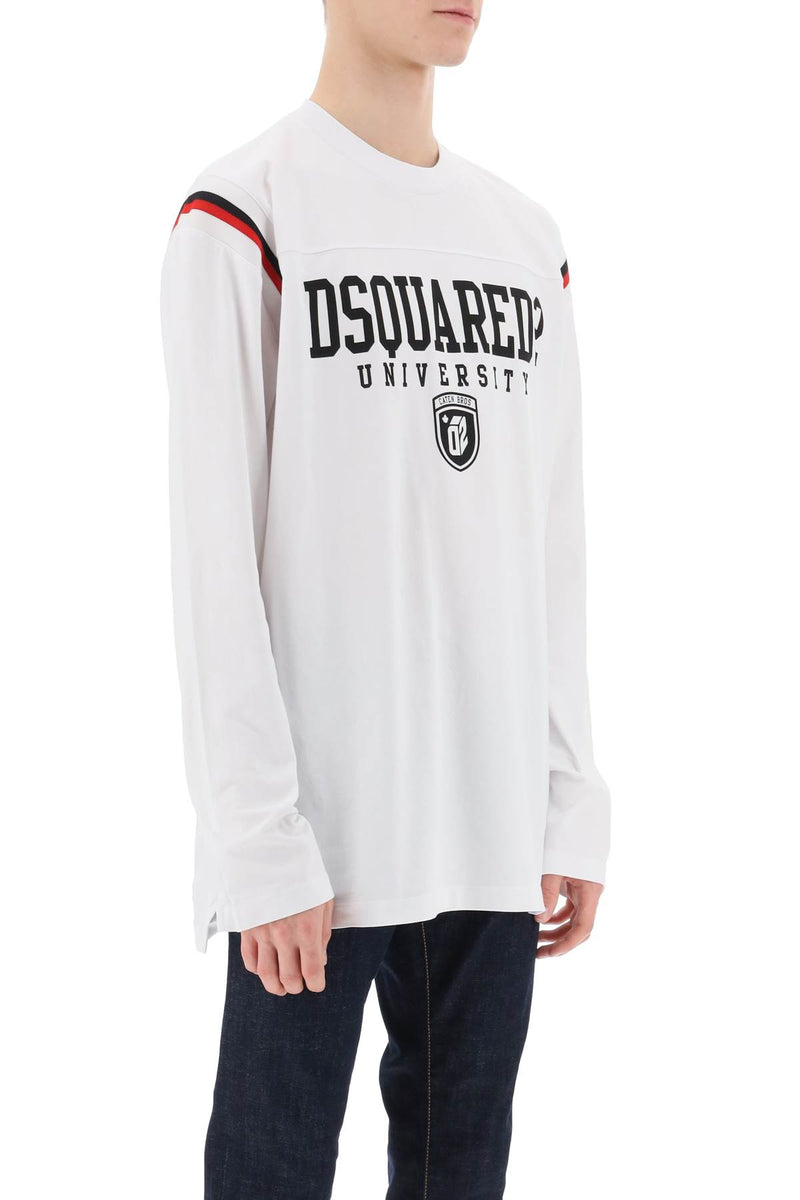 Dsquared2 Long-Sleeved Varsity T-Shirt White