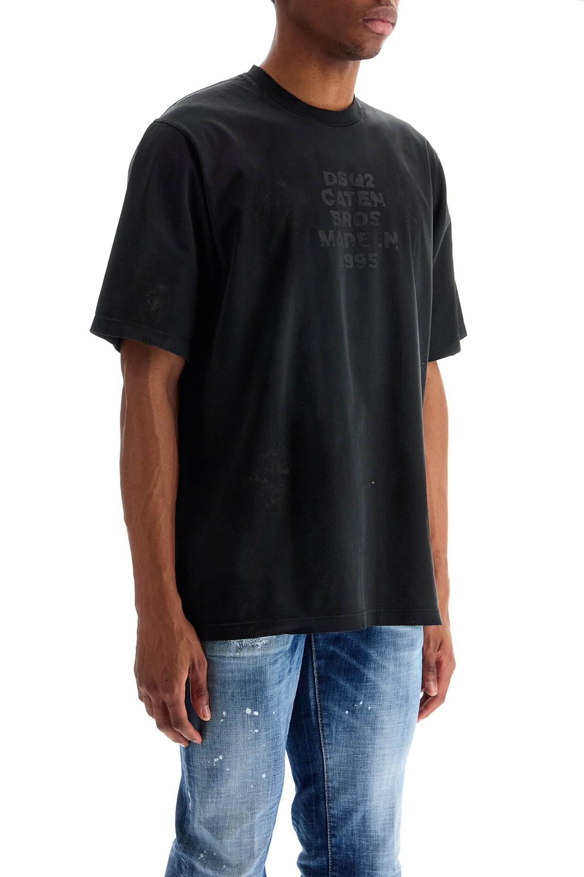 Dsquared2 Dark Grey Cotton T-Shirt With Logo Print