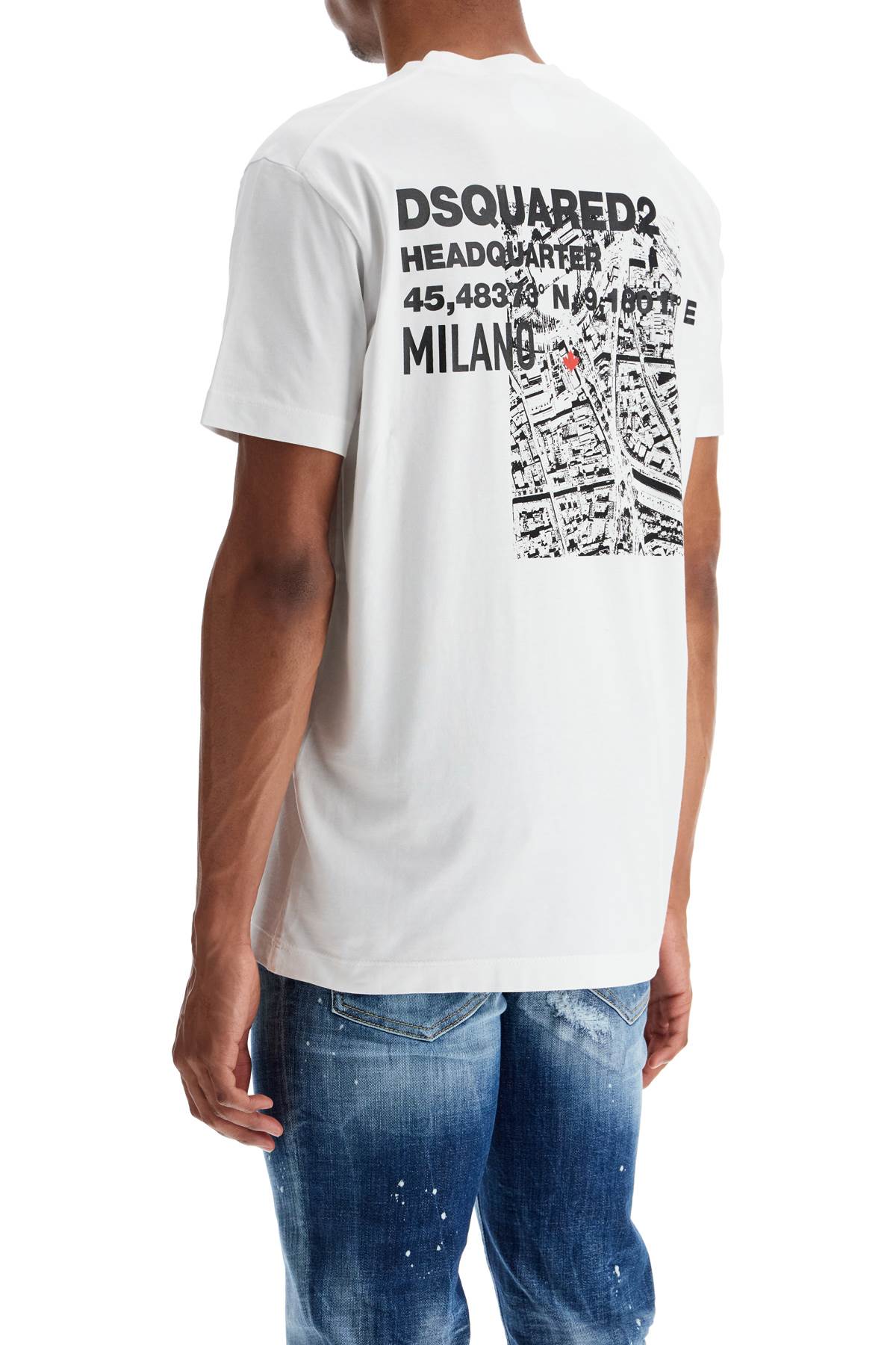 Dsquared2 Men'S White Cotton T-Shirt With Embroidered Logo