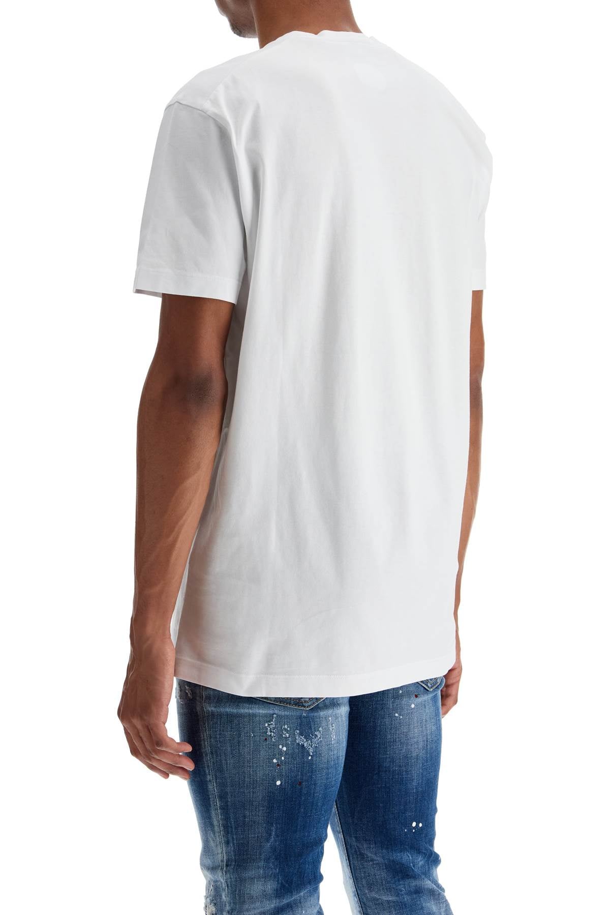 Dsquared2 White Cotton T-Shirt With Embroidered Logo