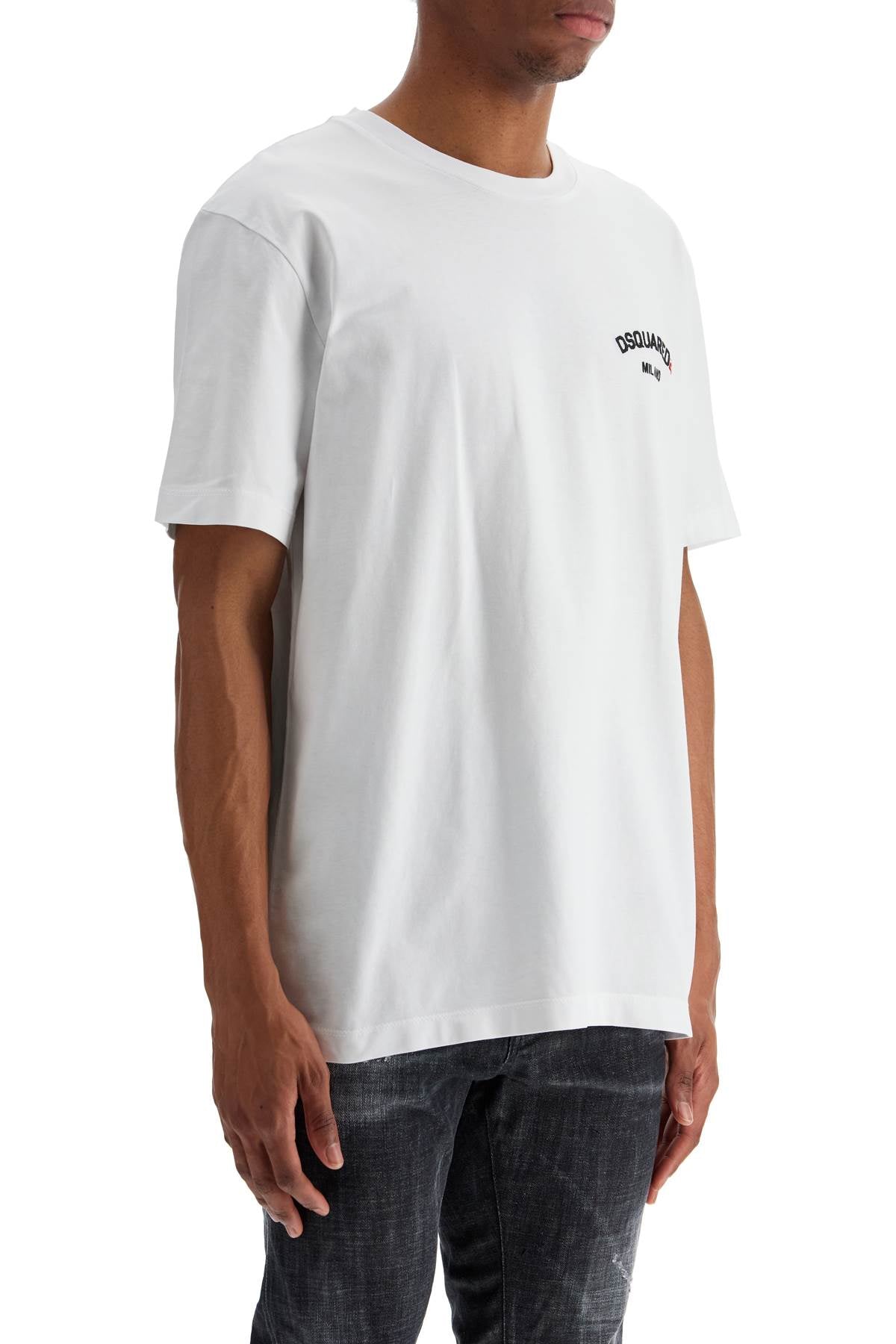 Dsquared2 White Cotton T-Shirt With Embroidered Logo