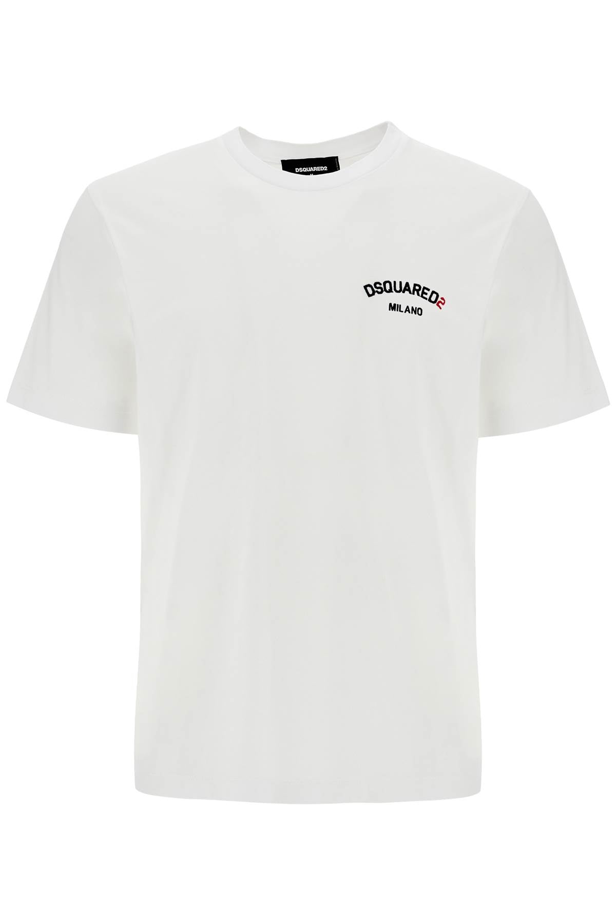 Dsquared2 White Cotton T-Shirt With Embroidered Logo