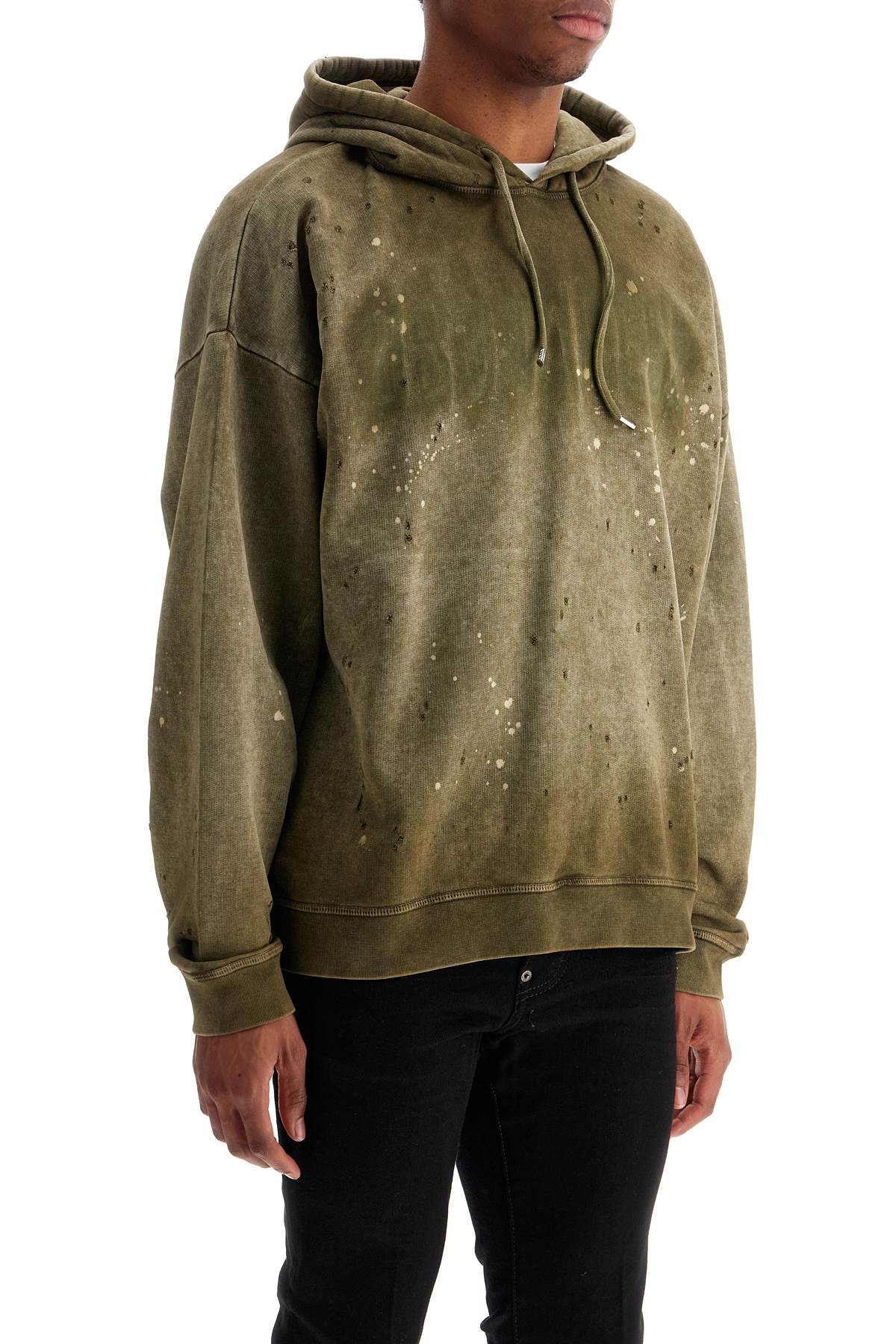 Dsquared2 Olive Green Cotton Hoodie With Original Print