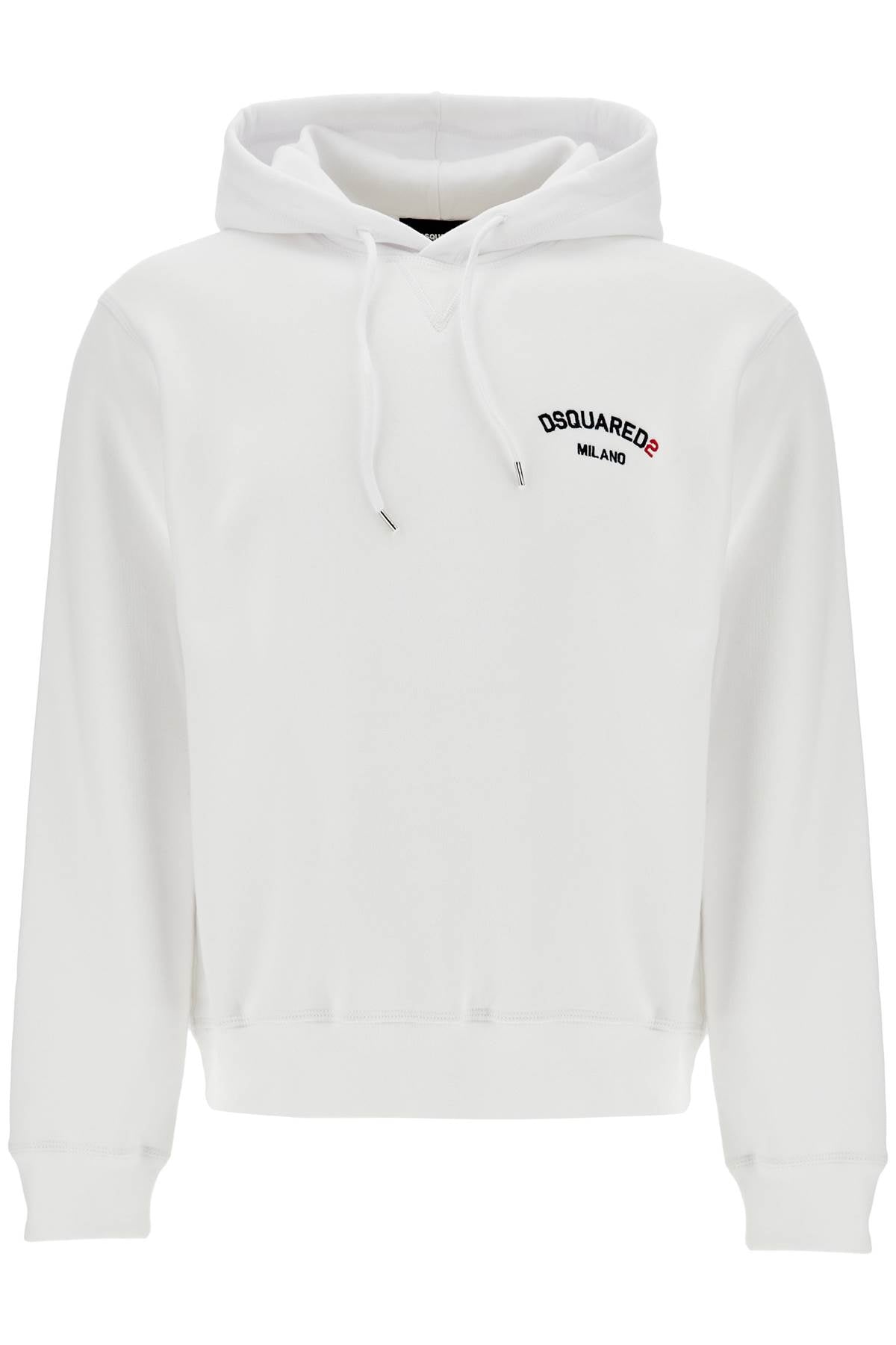 Dsquared2 White Cotton Hoodie With Embroidered Logo