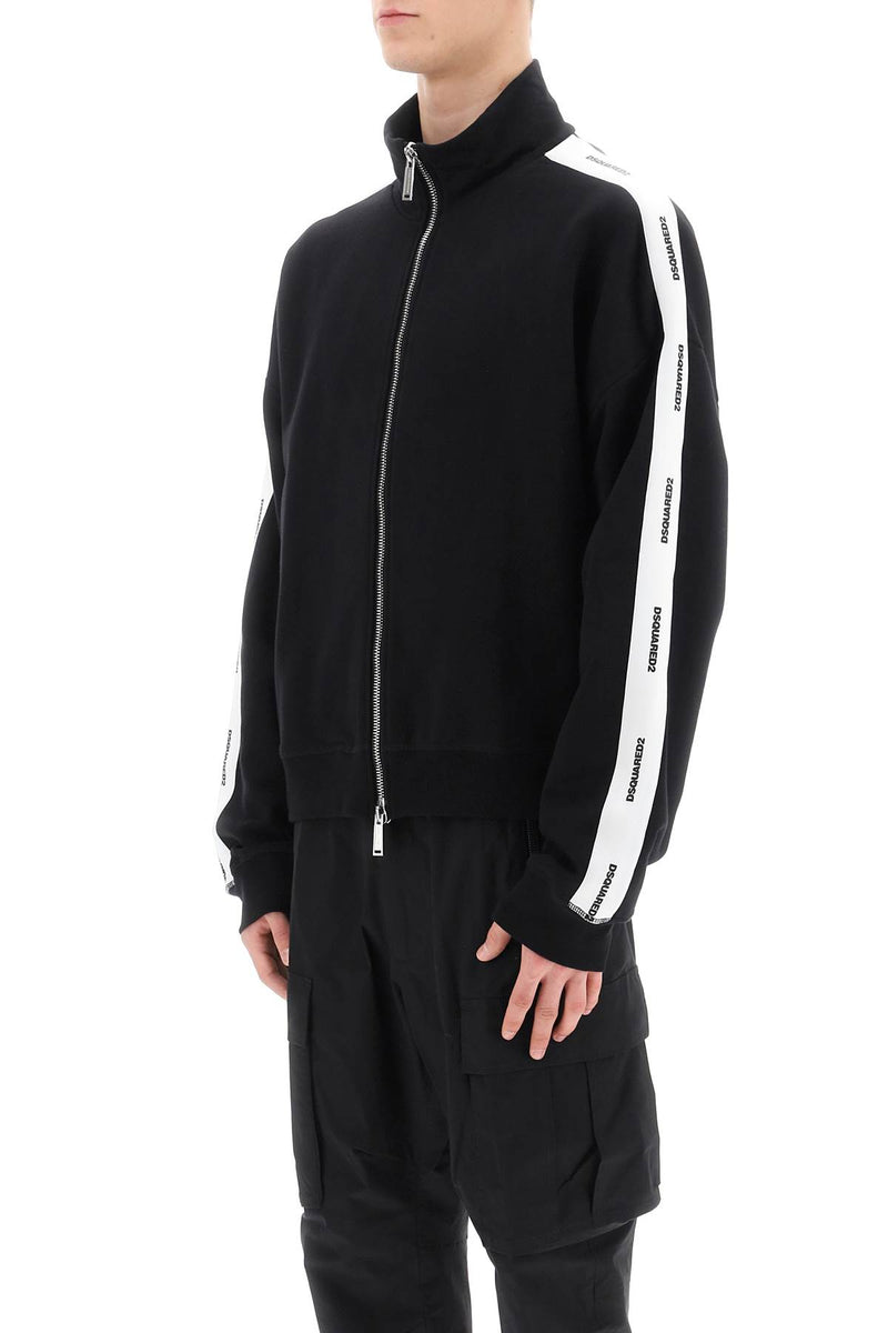 Dsquared2 Zip-Up Sweatshirt With Logo Bands Black