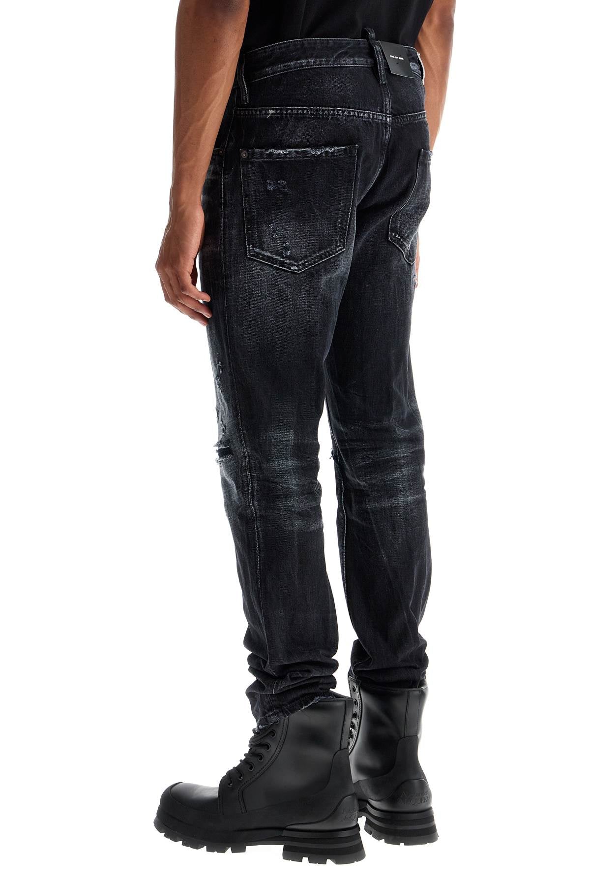 Dsquared2 Jeans In Cotone Nero Con Effetto Vintage