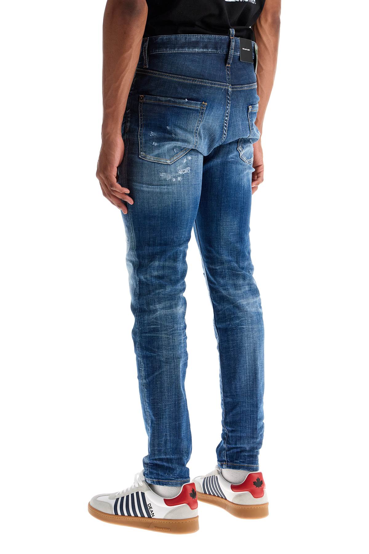 Dsquared2 Navy Blue Cotton Jeans With Worn Effect 5 Pockets