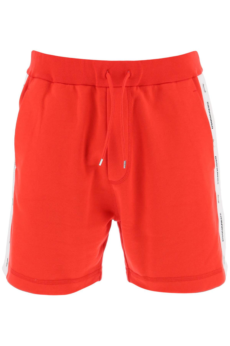 Dsquared2 Burbs Sweatshorts With Logo Bands Red