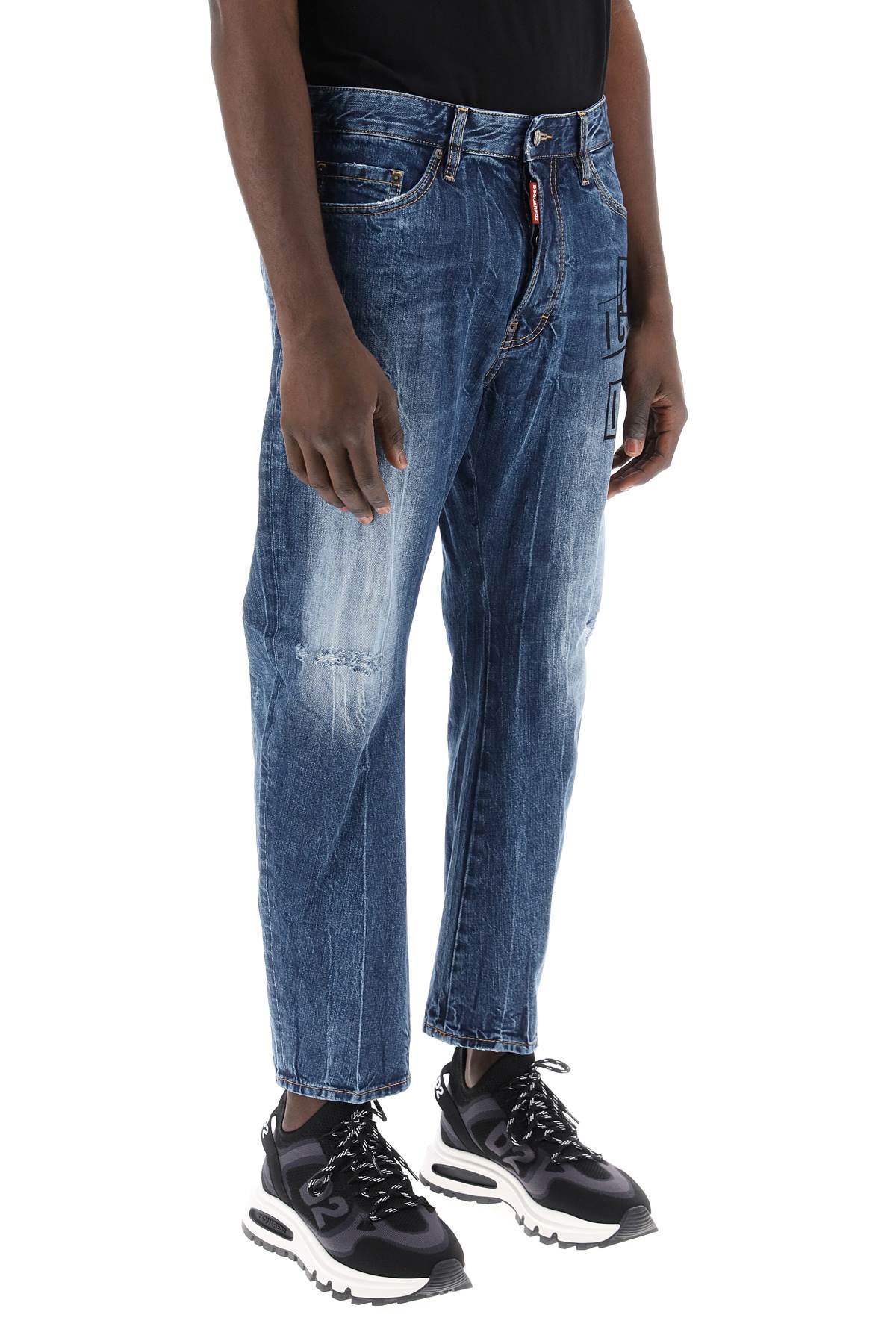 Dsquared2 Dark Wash Icon Stamps Bro Jeans In