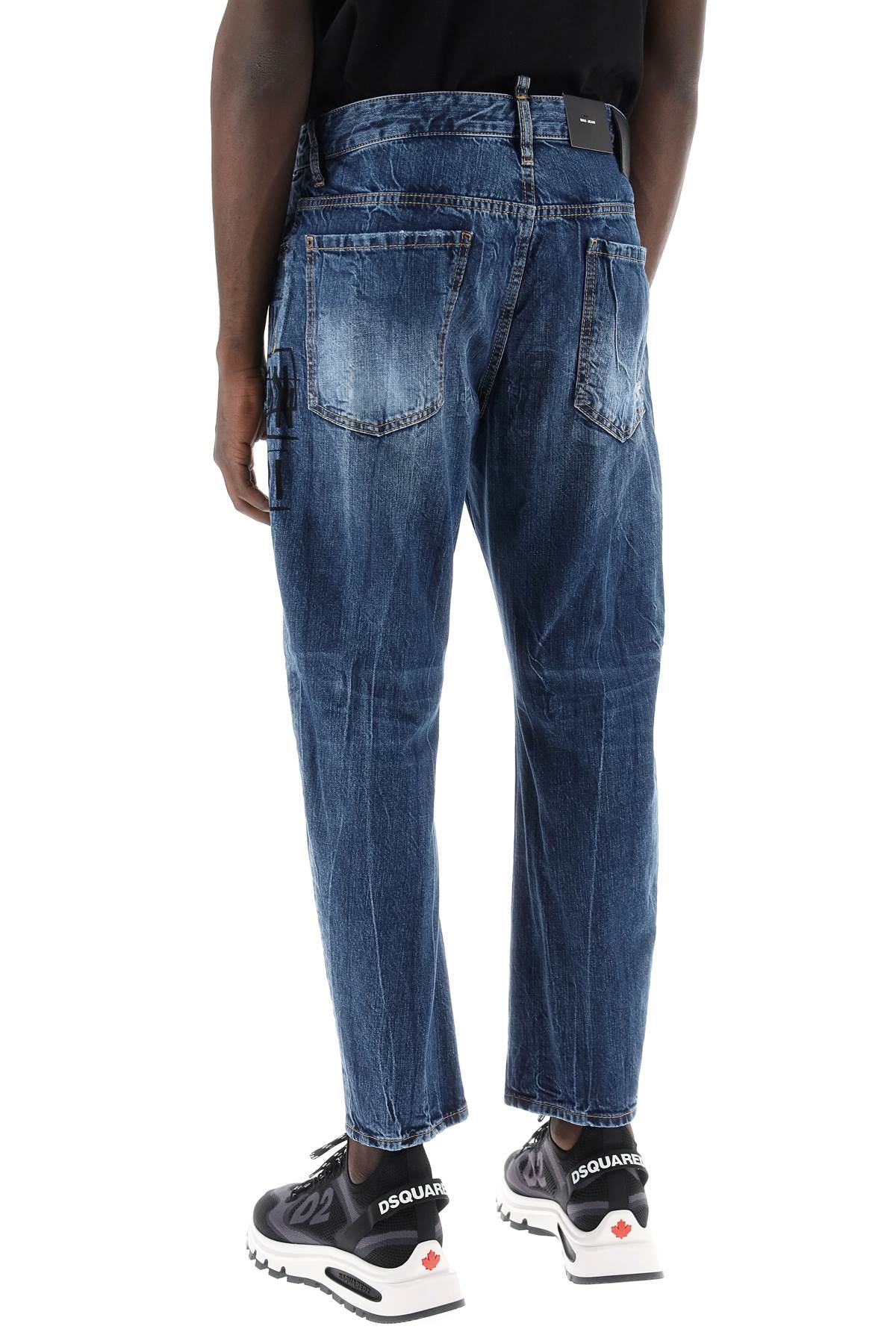 Dsquared2 Dark Wash Icon Stamps Bro Jeans In