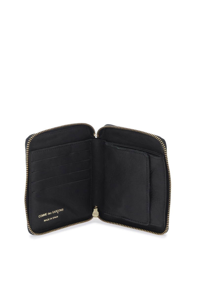 Comme Des Garcons Wallet Washed Leather Zip-Around Wallet Black