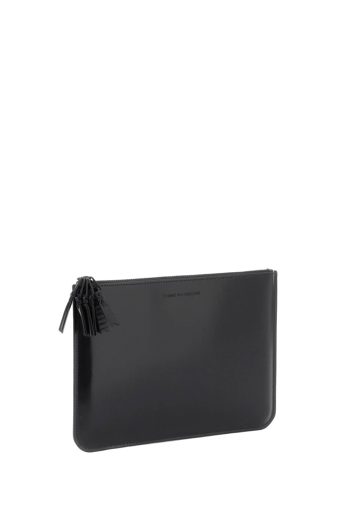 Comme Des Garcons Wallet Brushed Leather Multi-Zip Pouch With Black